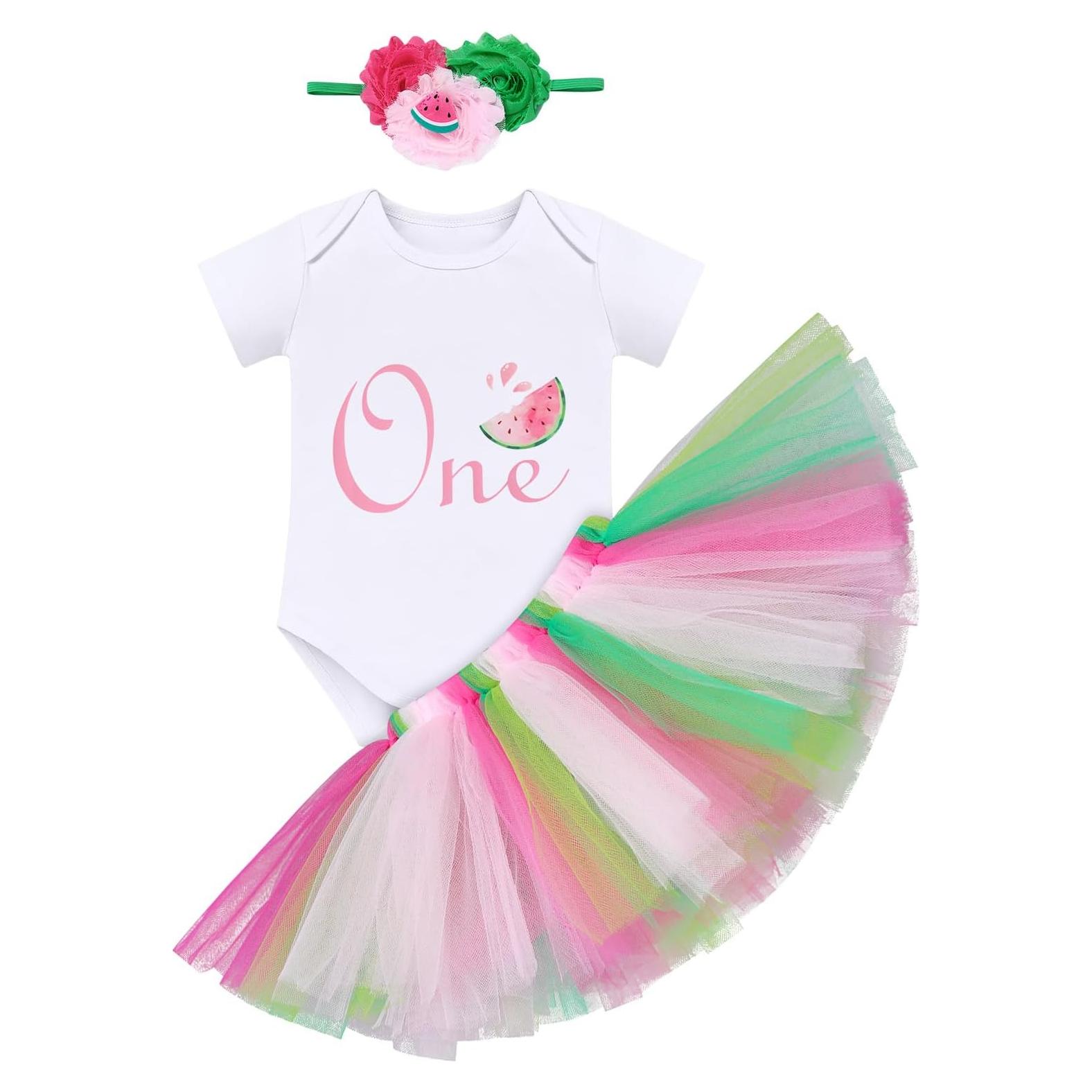 Conjunto de Cumpleaños 1 Año Niña AWIBMK Mono y Tutu