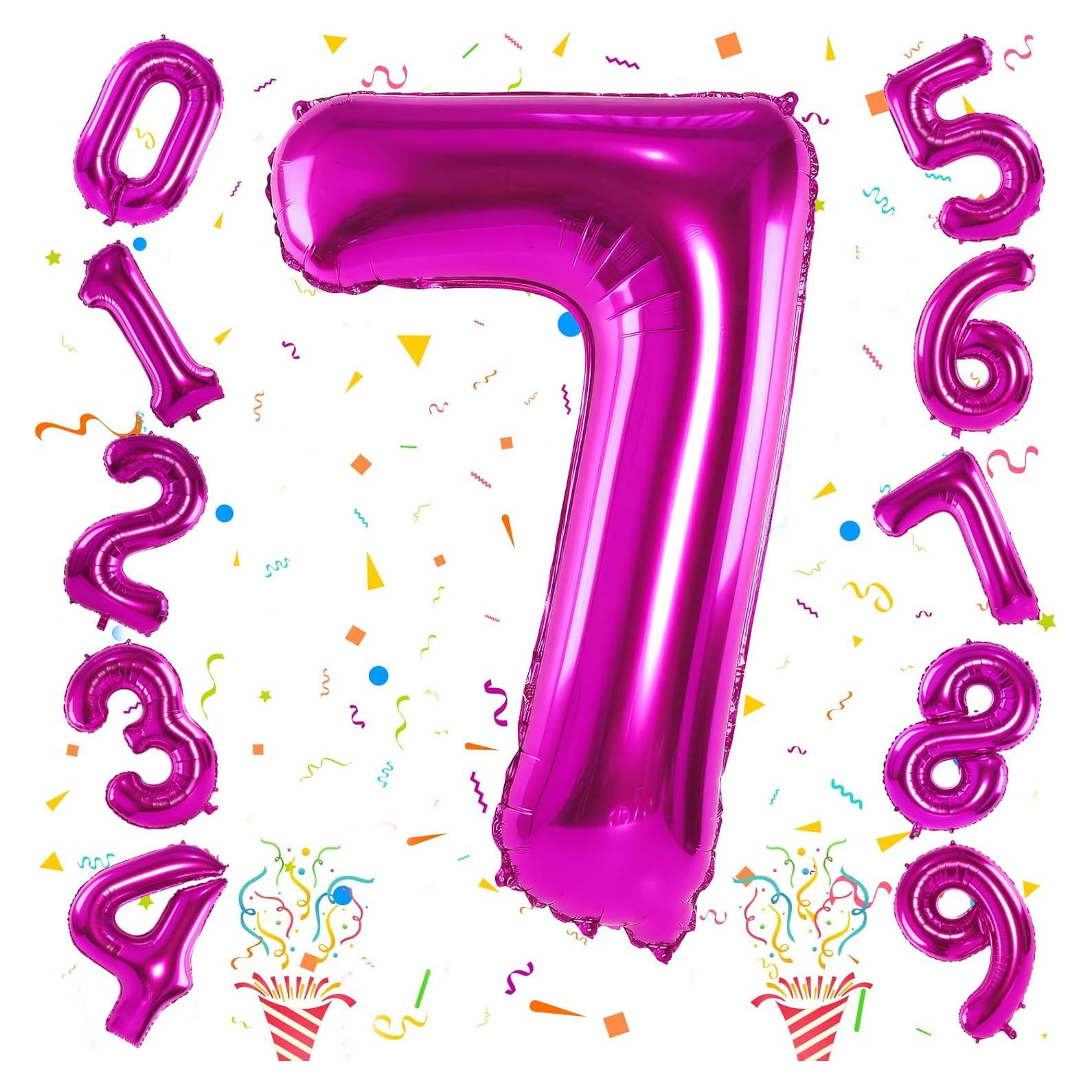 Globo de Número 7 Rosa Fucsia 101,6 cm para Cumpleaños