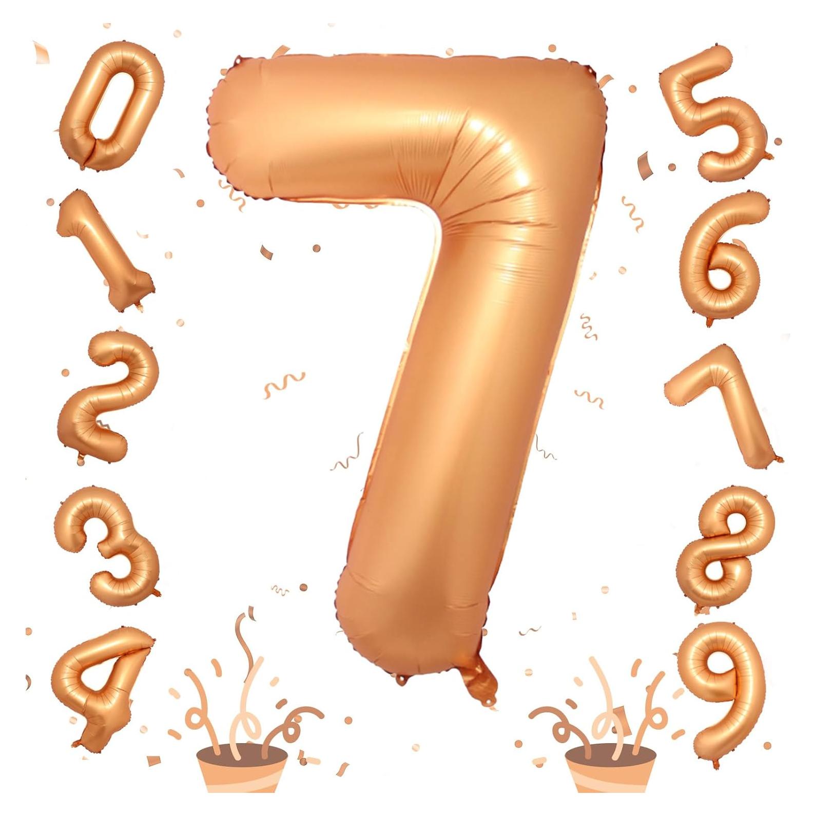 Globo Número 7 Naranja Gigante 101,6 cm Autoinflable