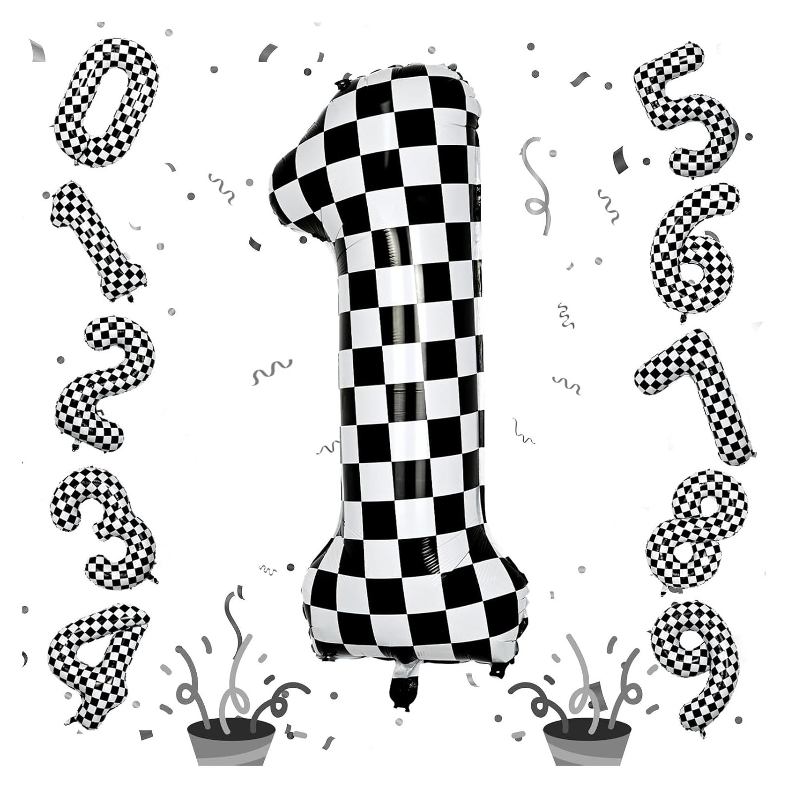 Globo Número 1 Acuadrado 40 cm Autoinflable Negro y Blanco