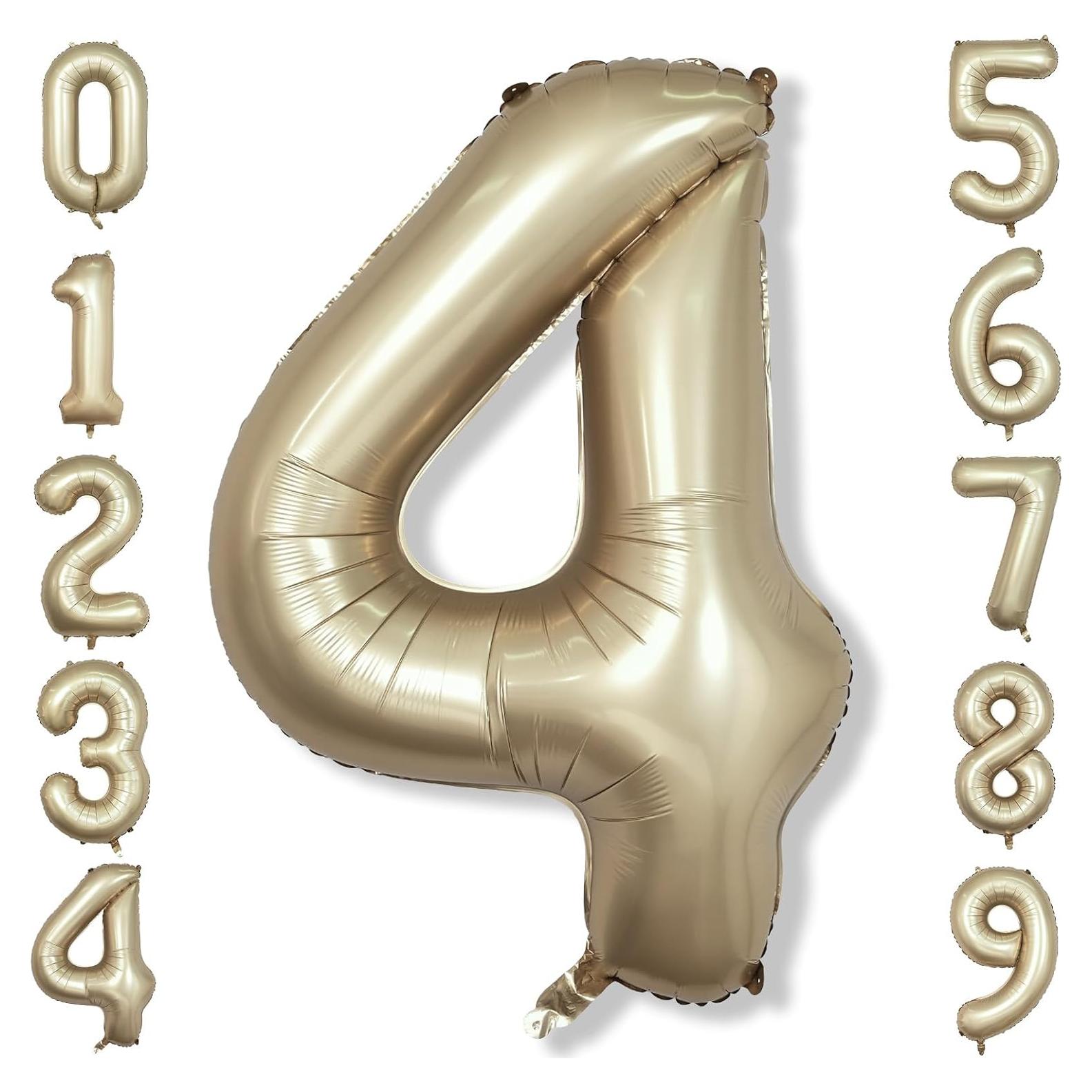 Globo de Número 4 Dorado Metálico 101,6 cm para Fiestas