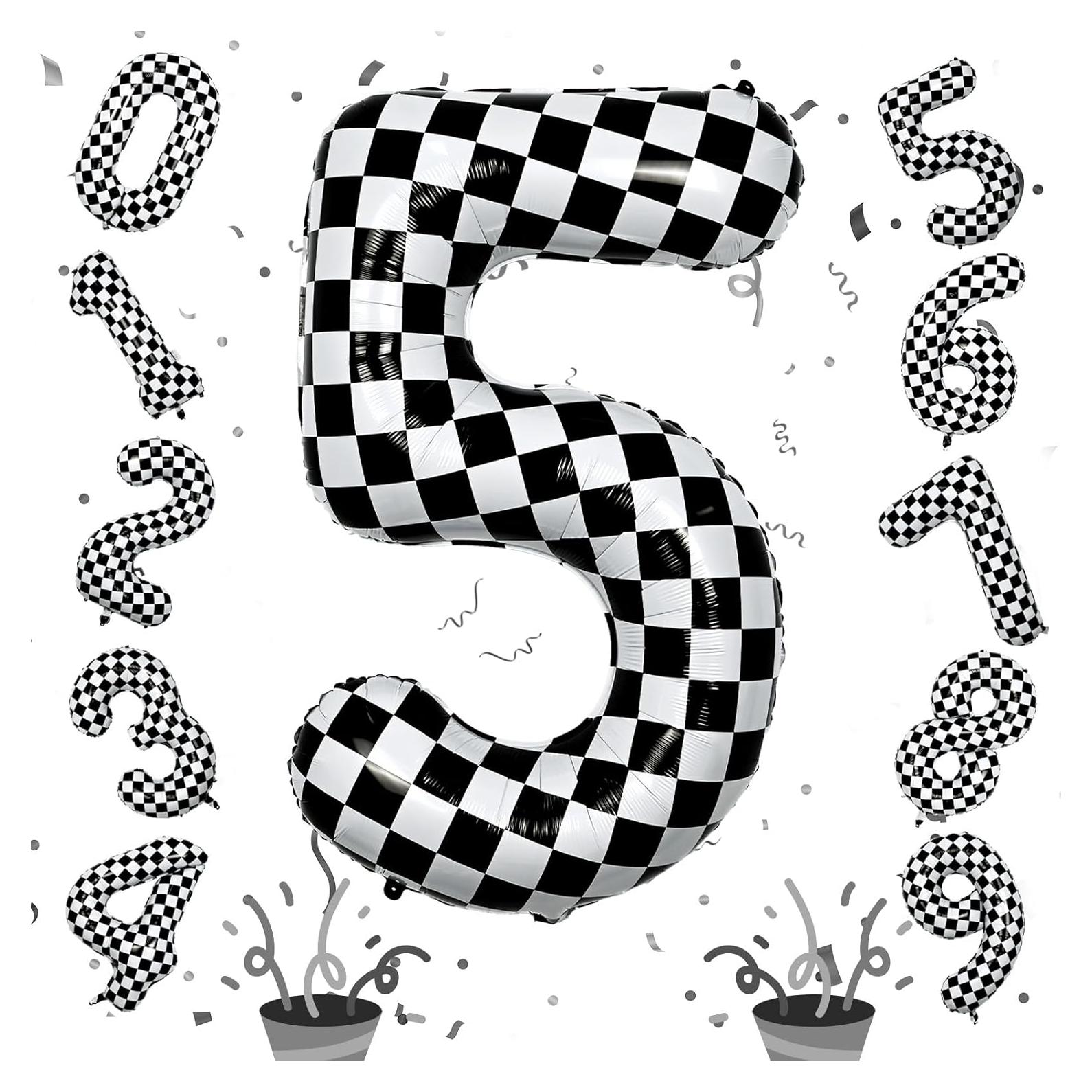Globo Número 5 a Cuadros 101,6 cm Isndare Autoinflable
