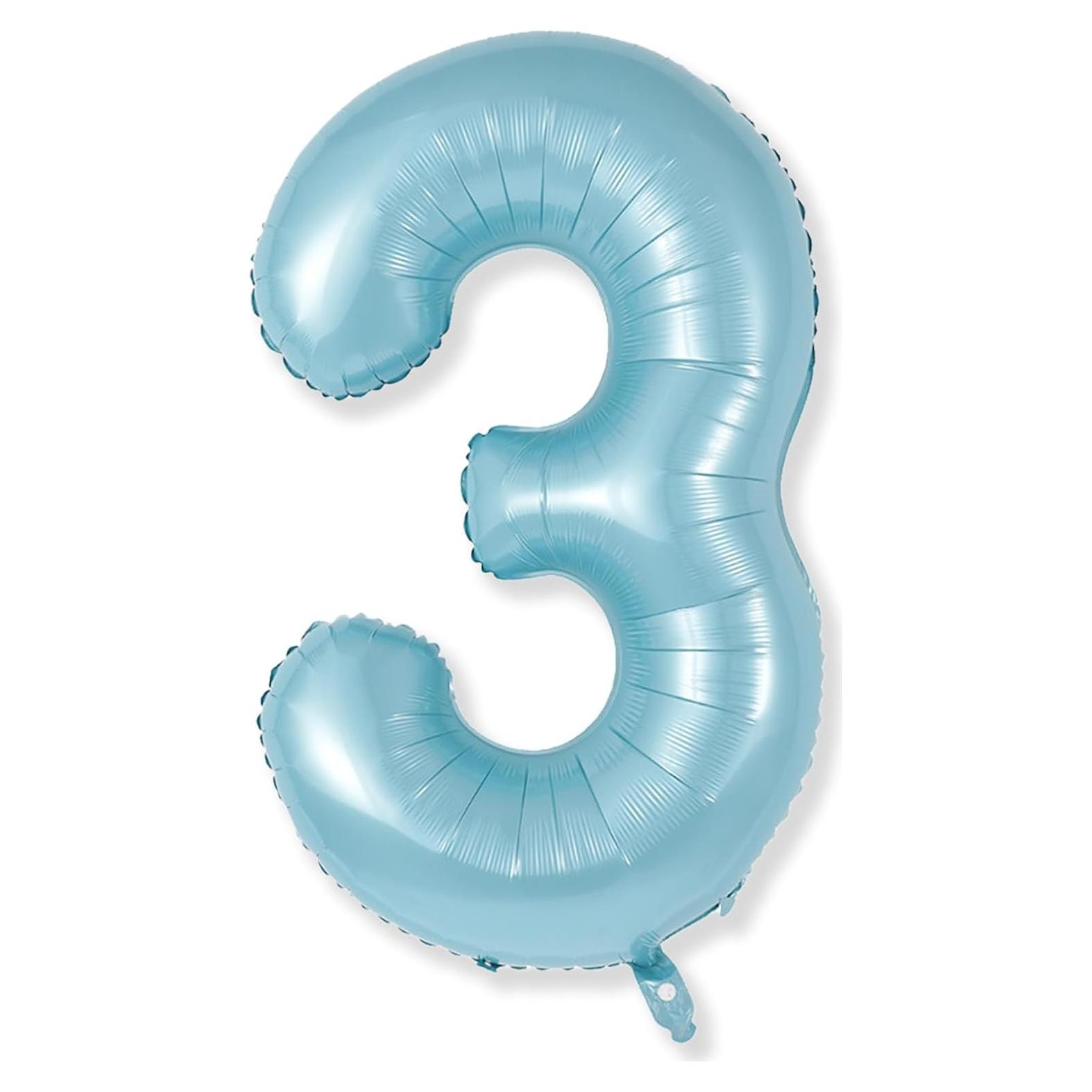 Globo Número 3 Azul Perlado 101,6 cm para Cumpleaños