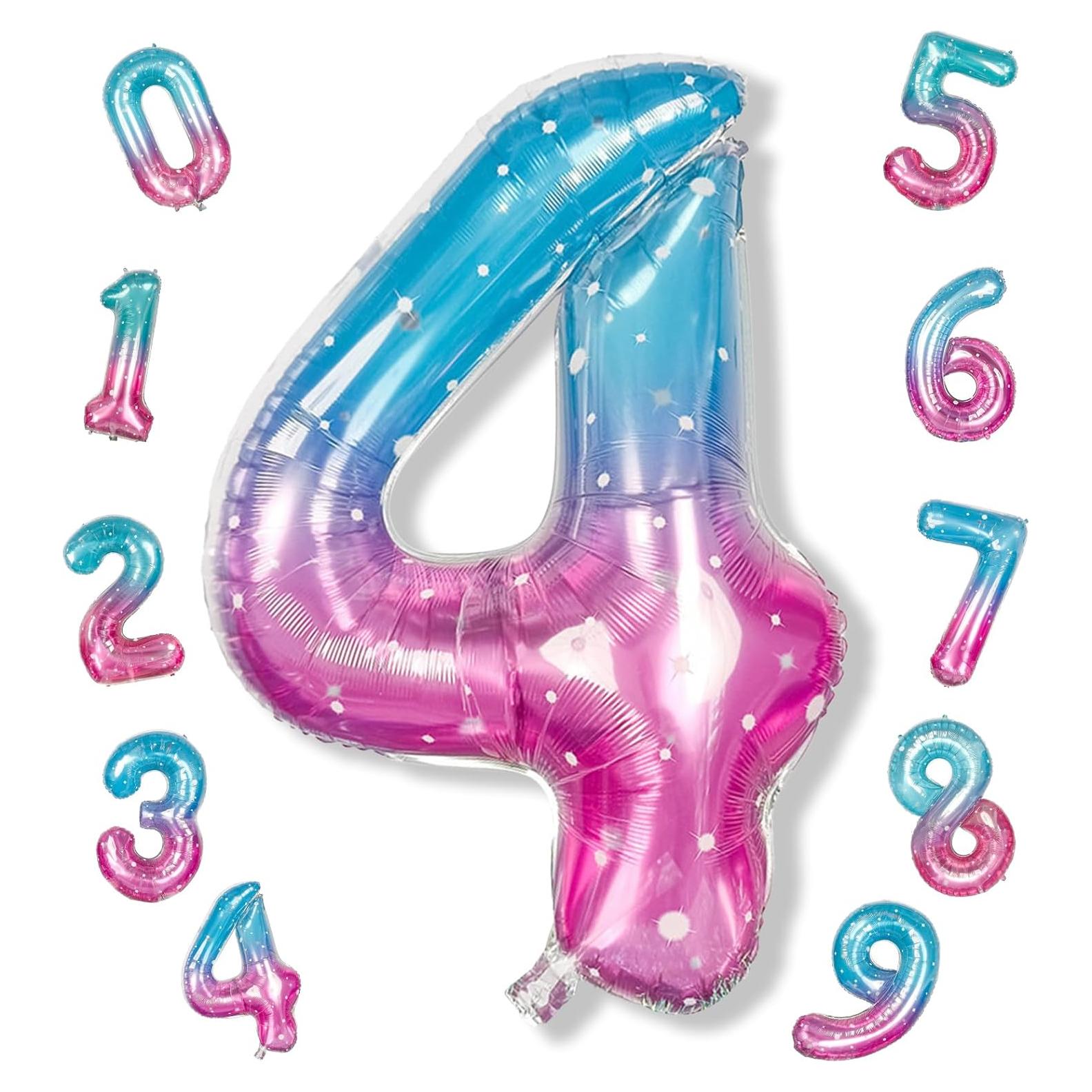 Globo de Número 4 Morado Teal 101,6 cm de Mylar para Fiestas