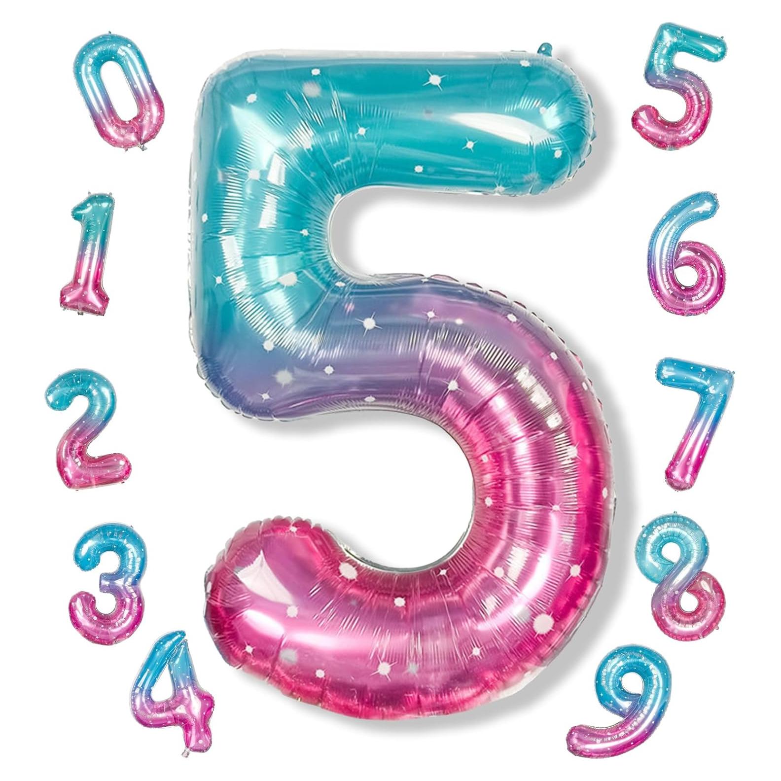 Globo Gigante Sirena 5 Estrellado 101 cm Mylar Teal Rosa