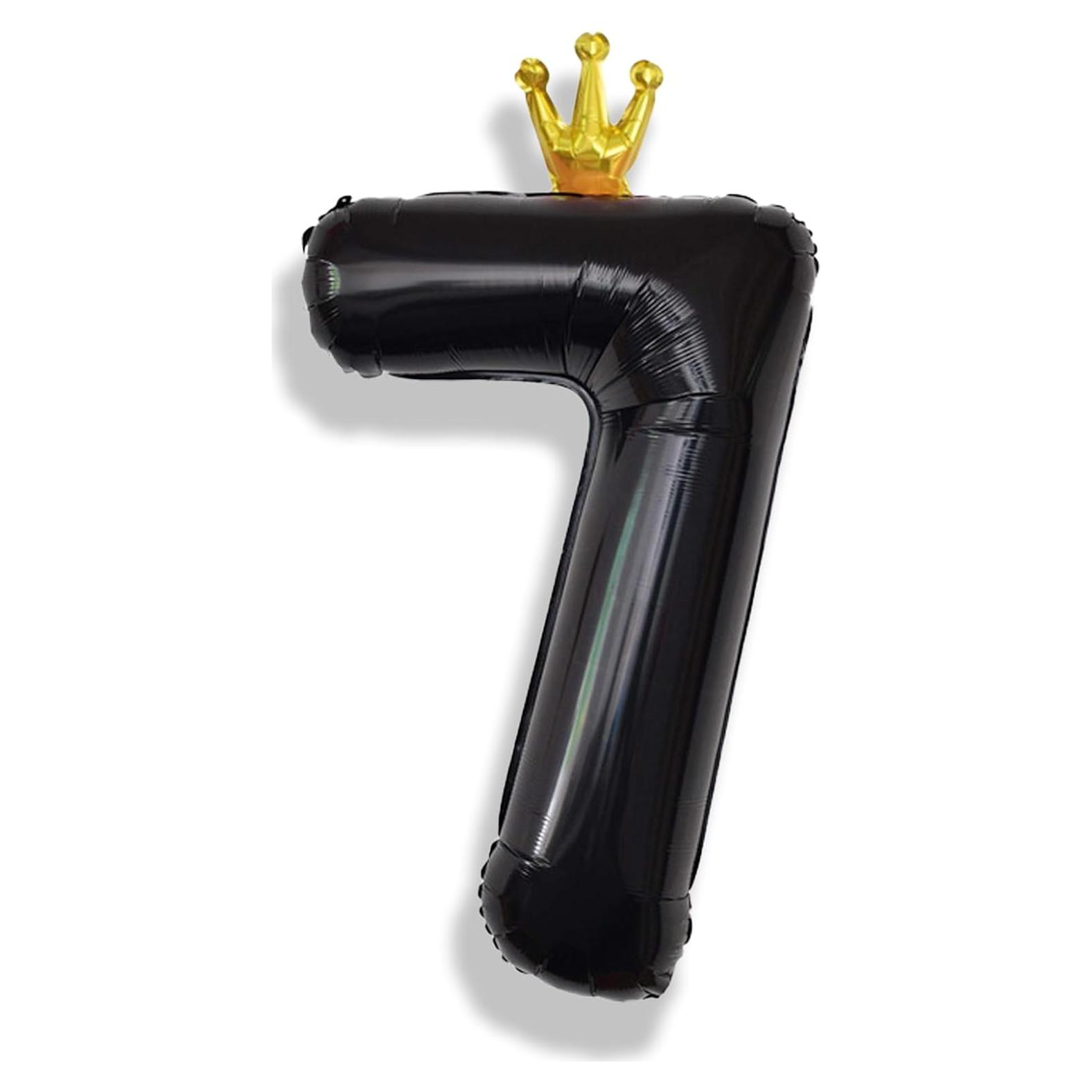 Globo Número 7 Black Crown 101,6 cm para Cumpleaños