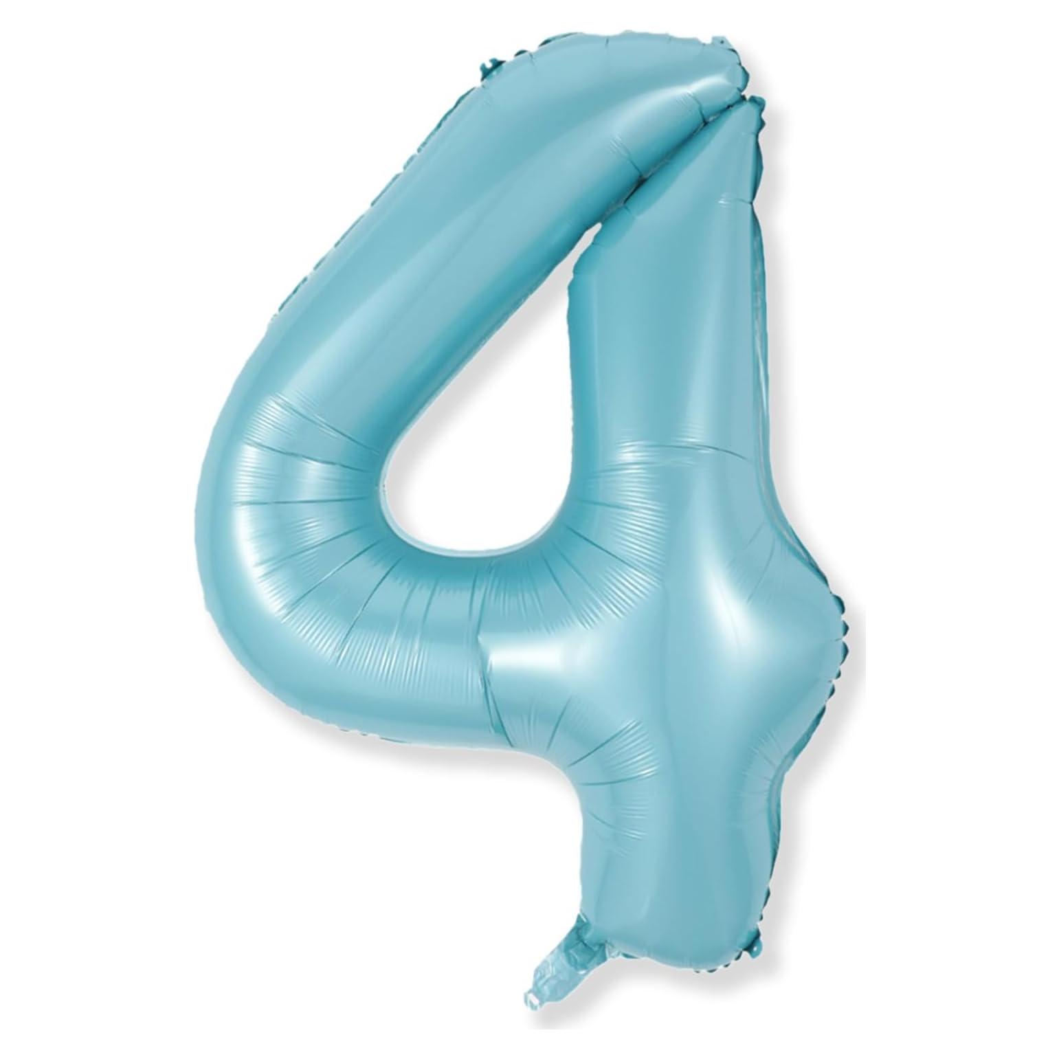 Globo Número 4 Grande Azul Perla 101,6 cm Helio Fiesta