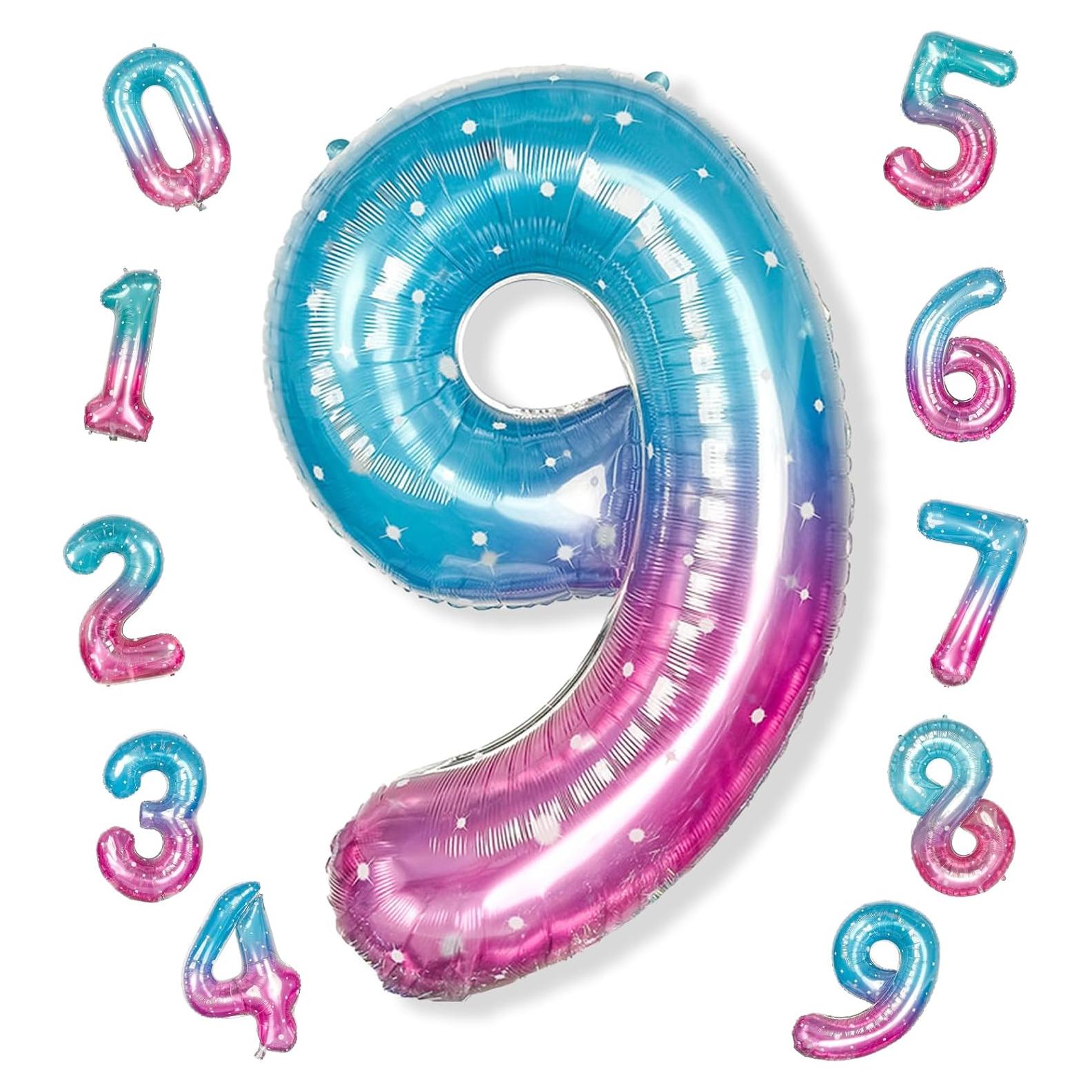 Globo de Número 9 Sirena Estrellada 101,6 cm Foil