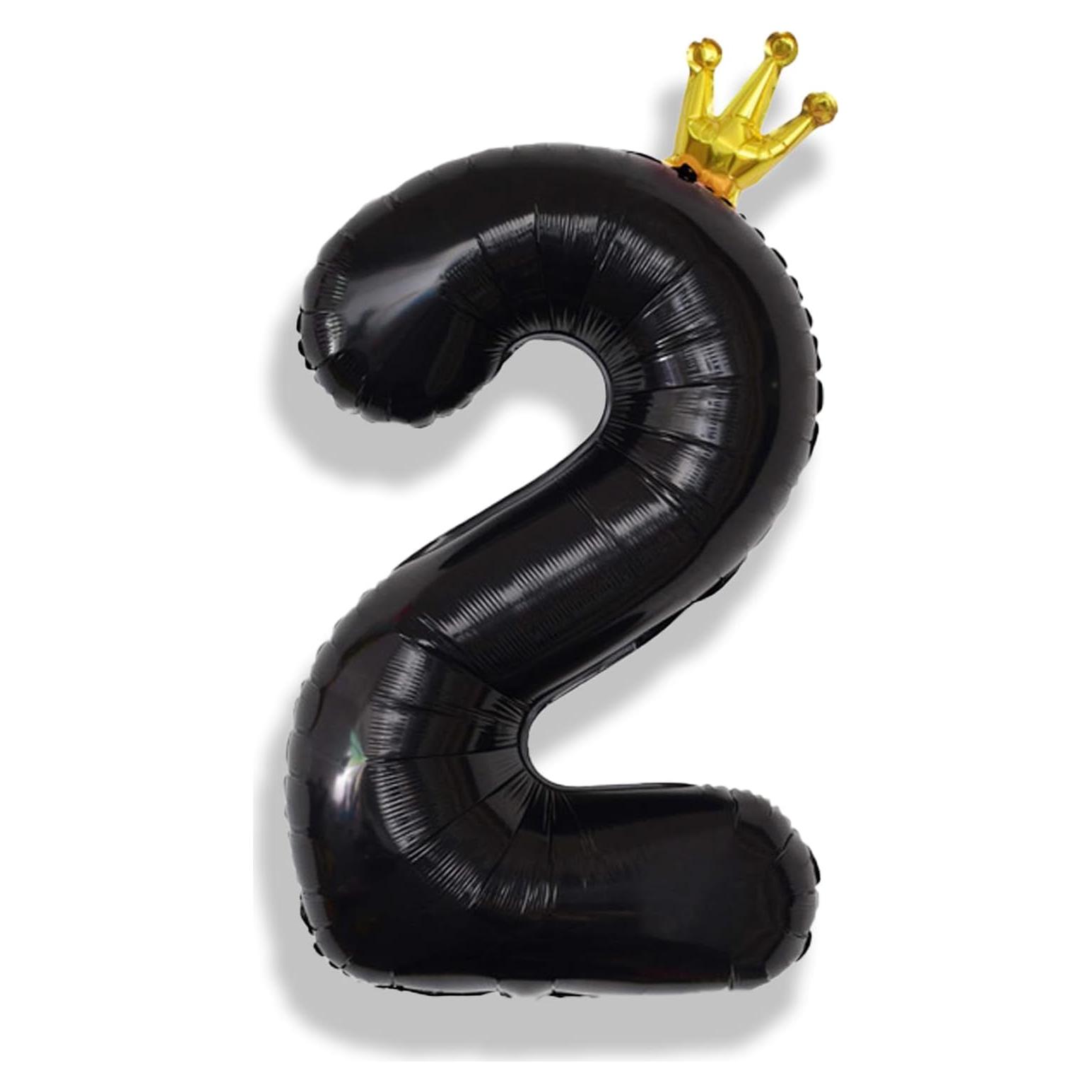 Globo de Número 2 40 cm Negro de Aluminio para Fiestas