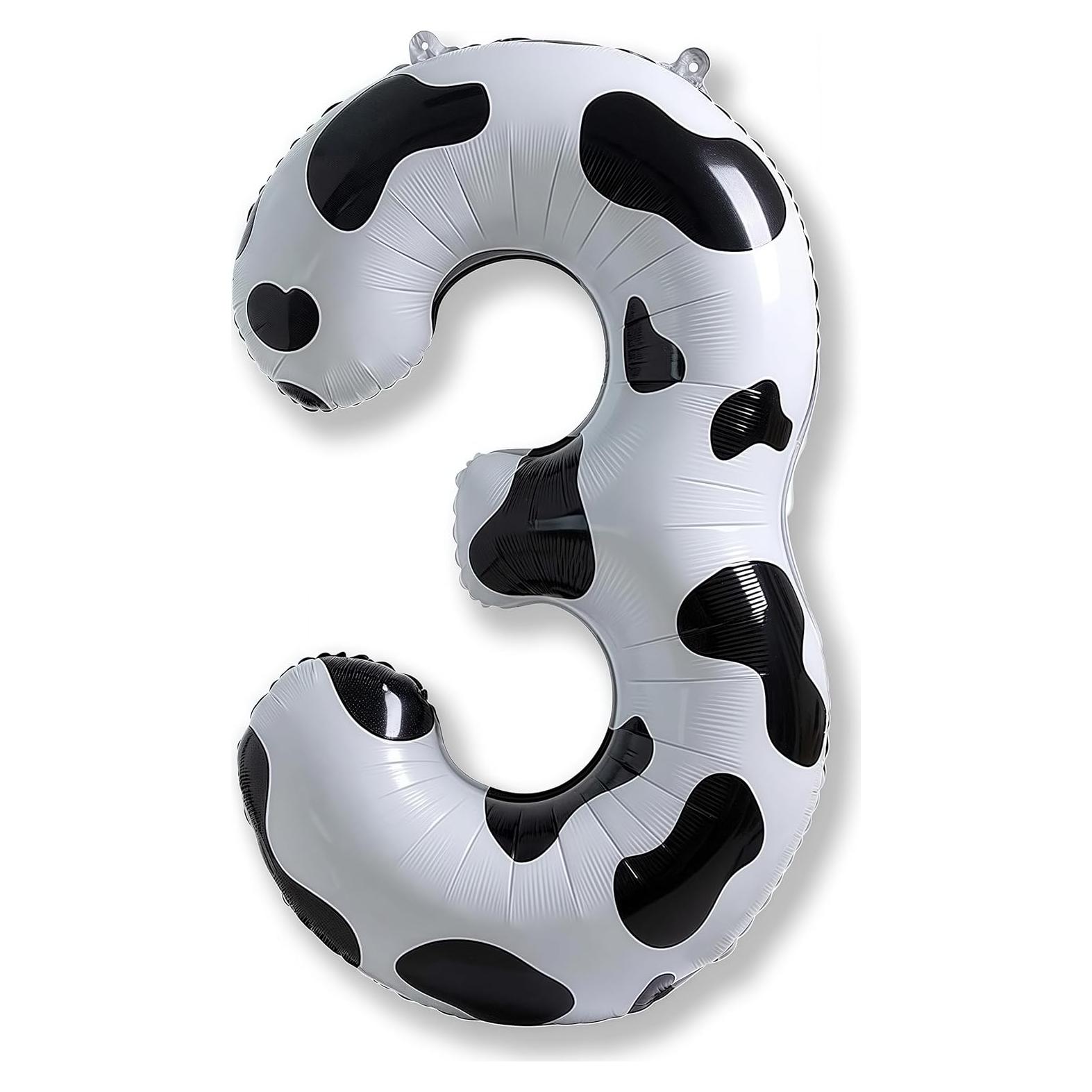 Globo Número 3 Grande 101.6 cm Impresión de Vaca Decoración