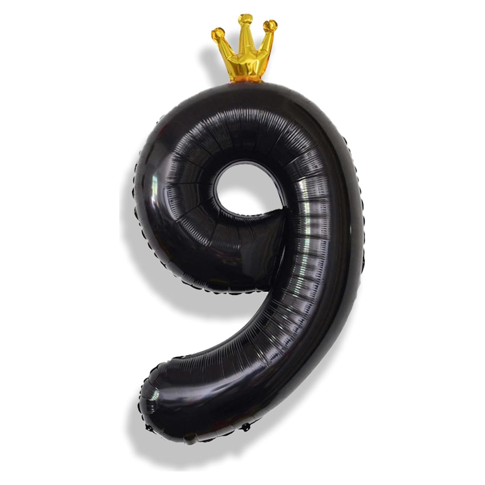 Globo Número 9 Negro de 101,6 cm para Fiestas de Cumpleaños