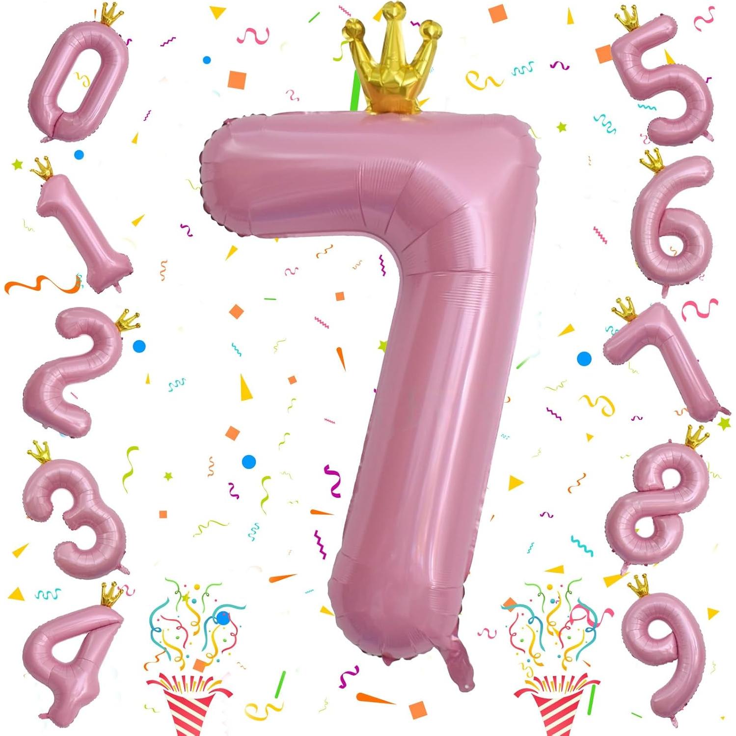 Globo de Número 7 Rosa Pastel 101,6 cm para Cumpleaños