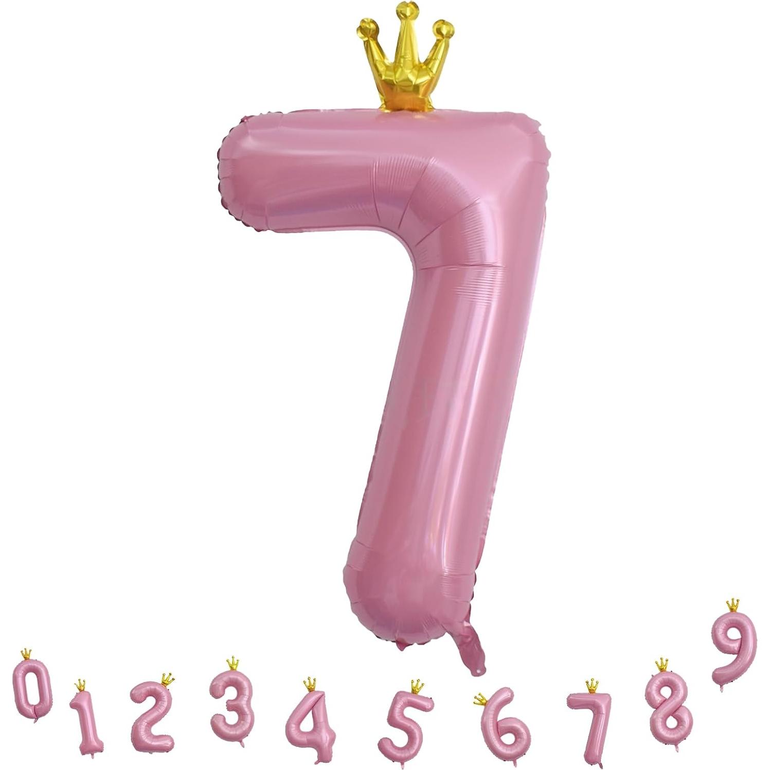 Globo de Número 7 Rosa Pastel 101,6 cm para Cumpleaños