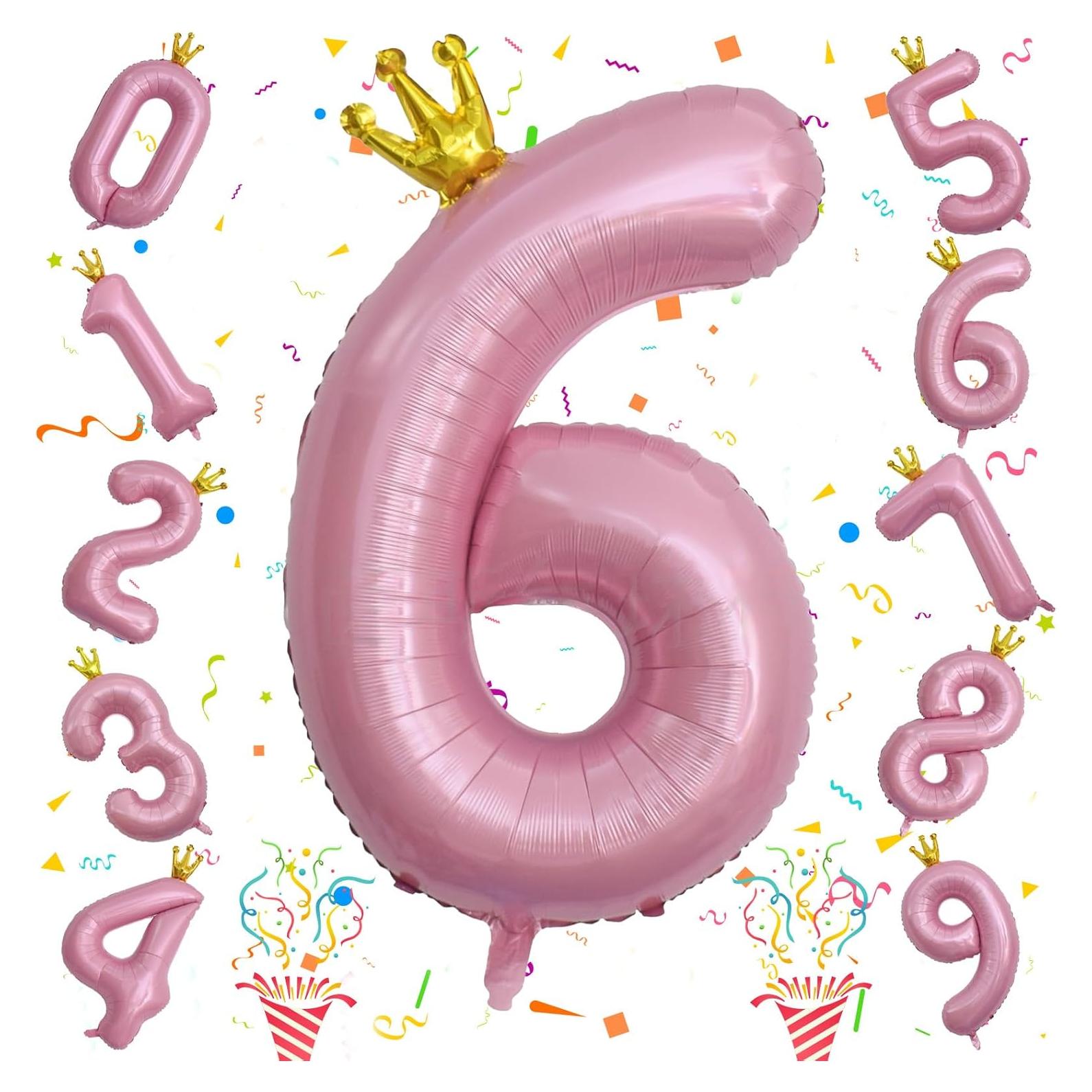 Globo de Número 6 Rosa Claro 101,6 cm para Fiestas