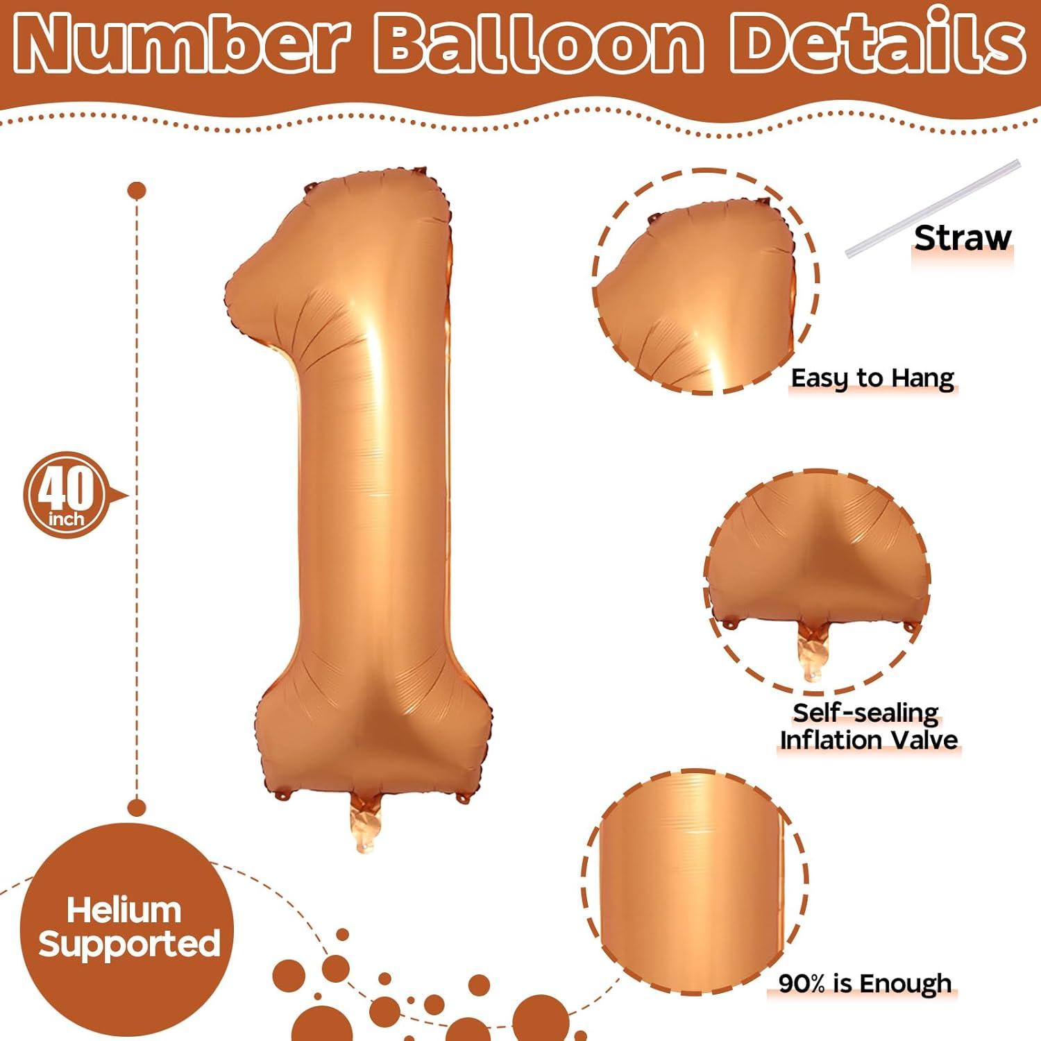 Globo Número 1 Naranja Isndare 101,6 cm Decoración Fiesta