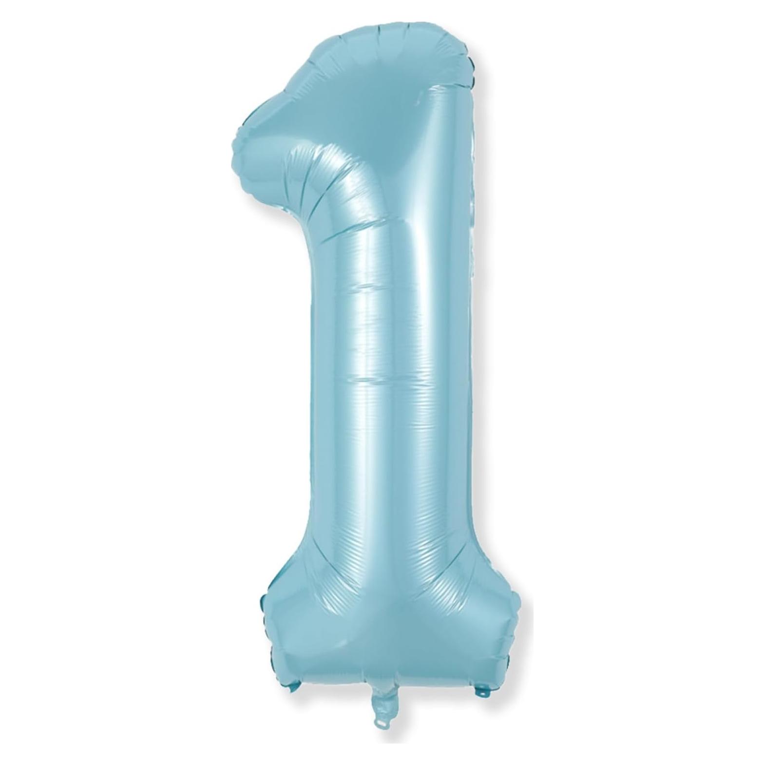 Globo Número 1 Azul Claro 101,6 cm Autoinflable Fiesta