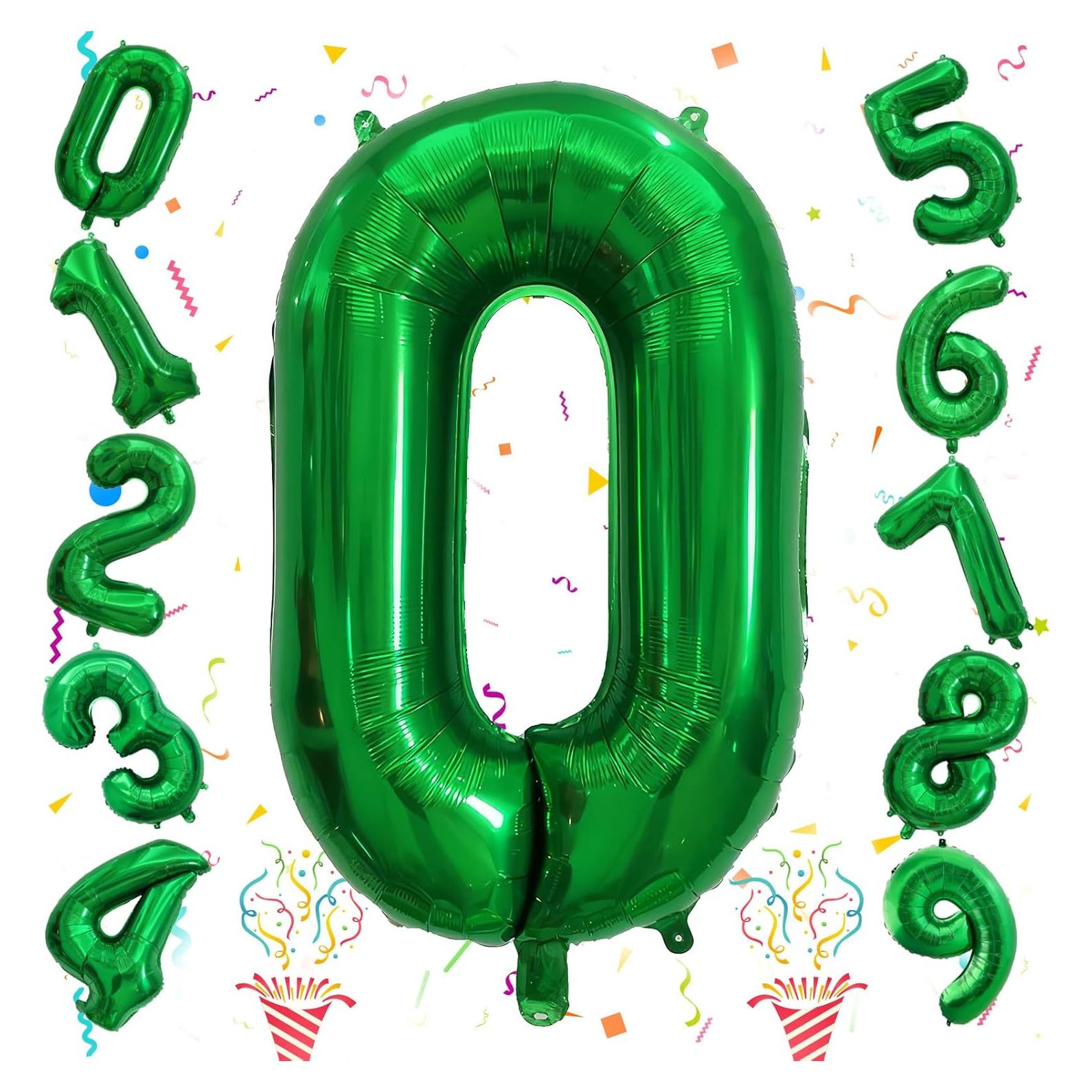 Globo de Número 0 Verde Oscuro 101,6 cm para Fiestas