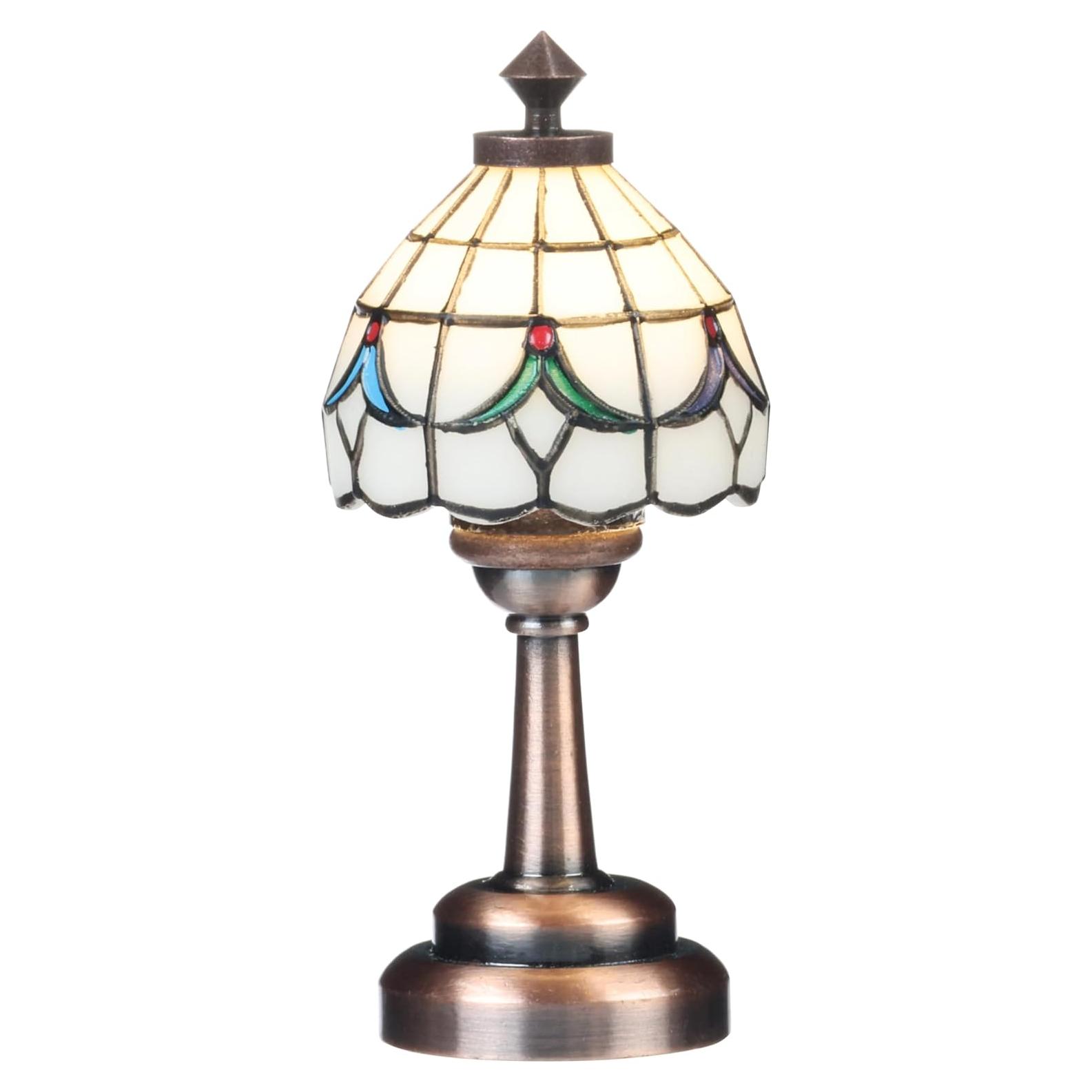 Lámpara de mesa Tiffany Inusitus LED para casas de muñecas