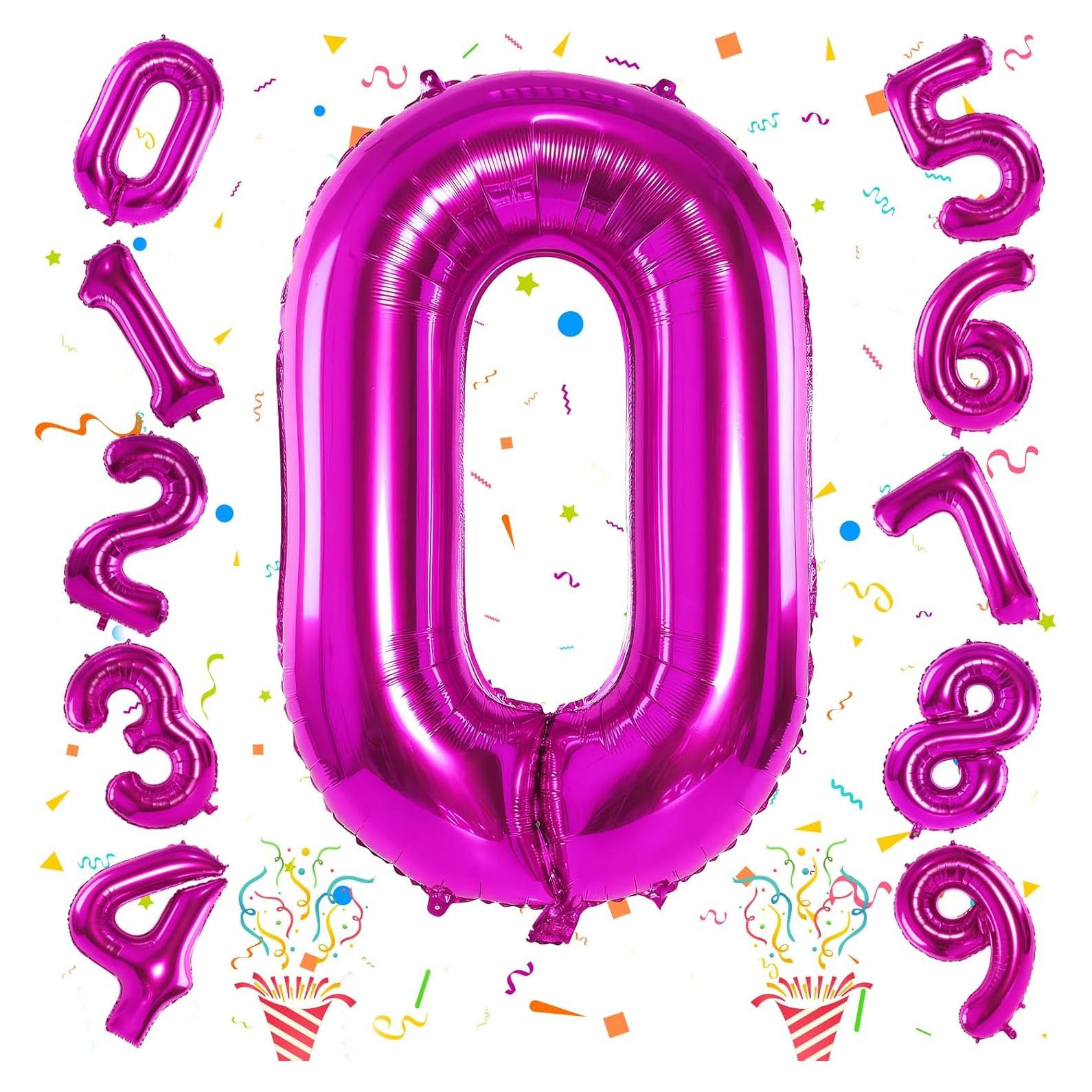 Globo de Número 0 Rosa Fucsia 101,6 cm para Fiestas