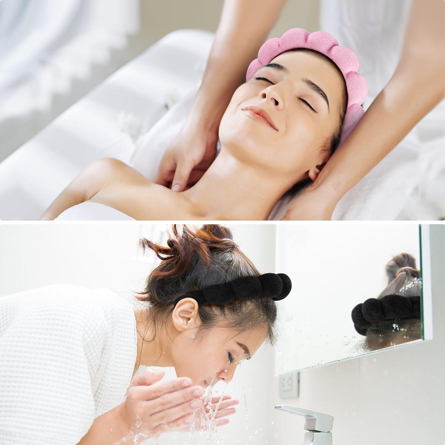 Diademas de Spa Ztomine Set 2 Toalla Negro y Rosa