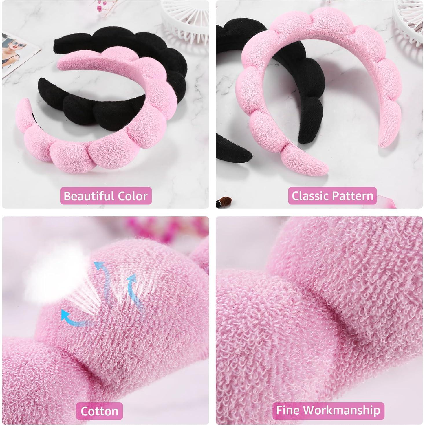 Diademas de Spa Ztomine Set 2 Toalla Negro y Rosa