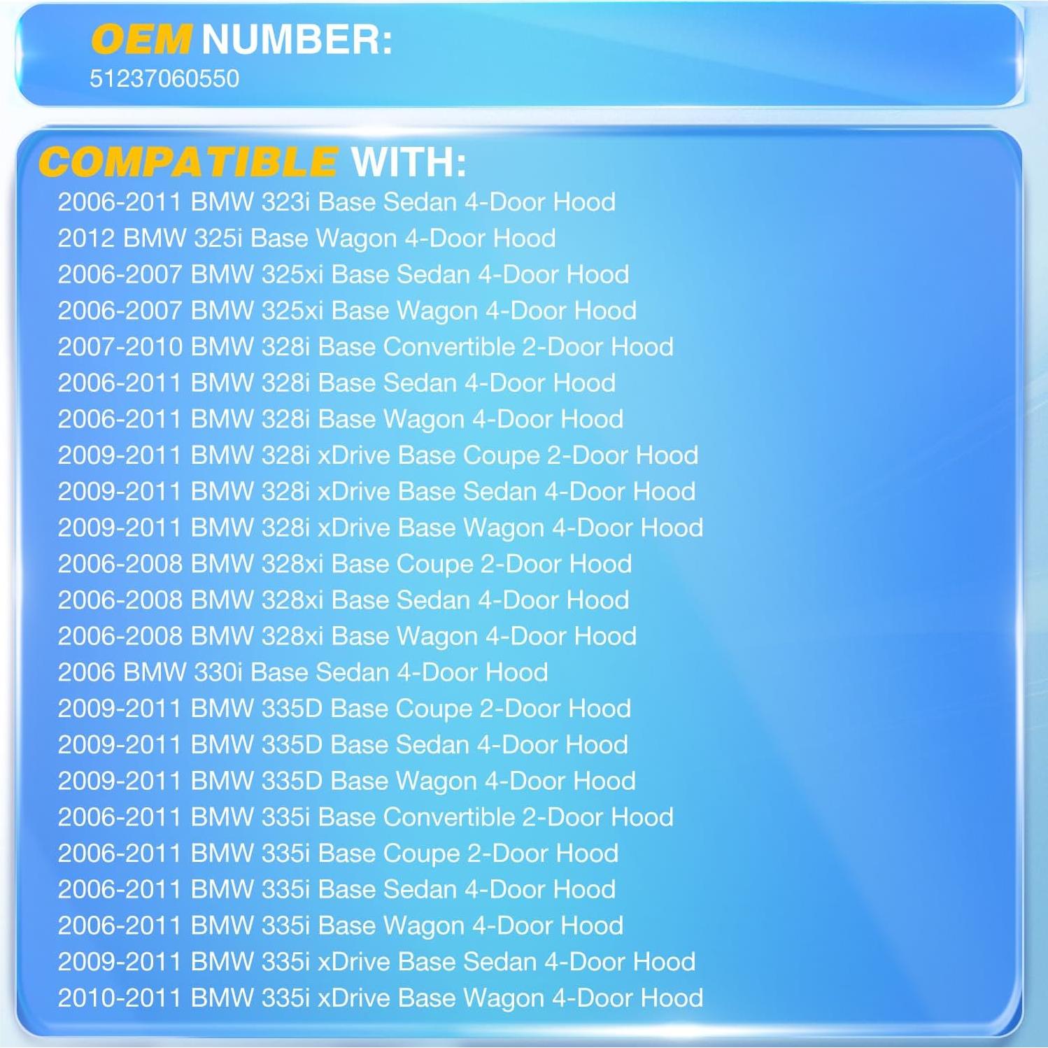 Soportes de Elevación de Gas Nilight 6650 para BMW Serie 3 2006-2013