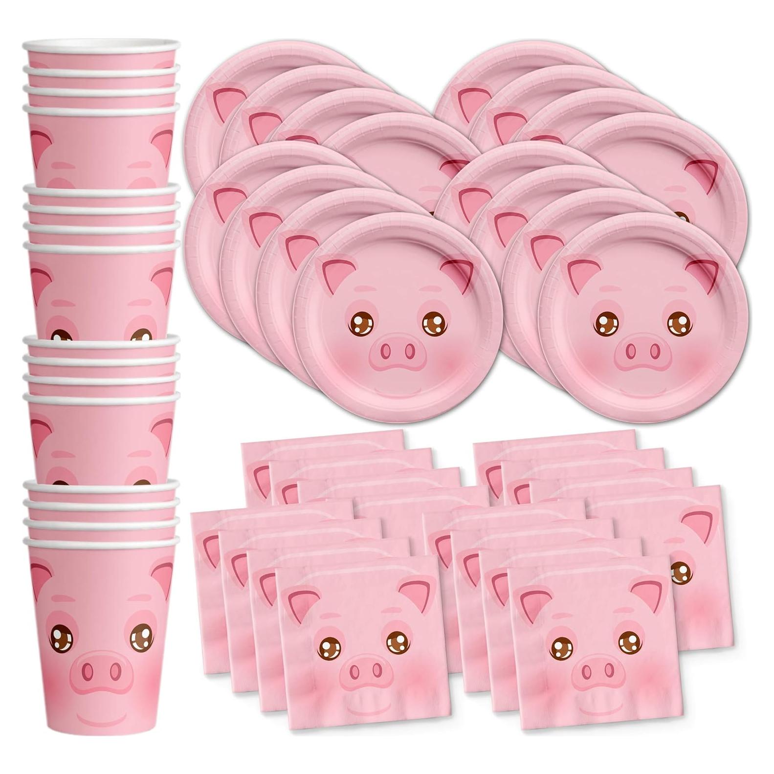 Juego de Vajilla para Fiesta de Cumpleaños Cerdo 16 Personas