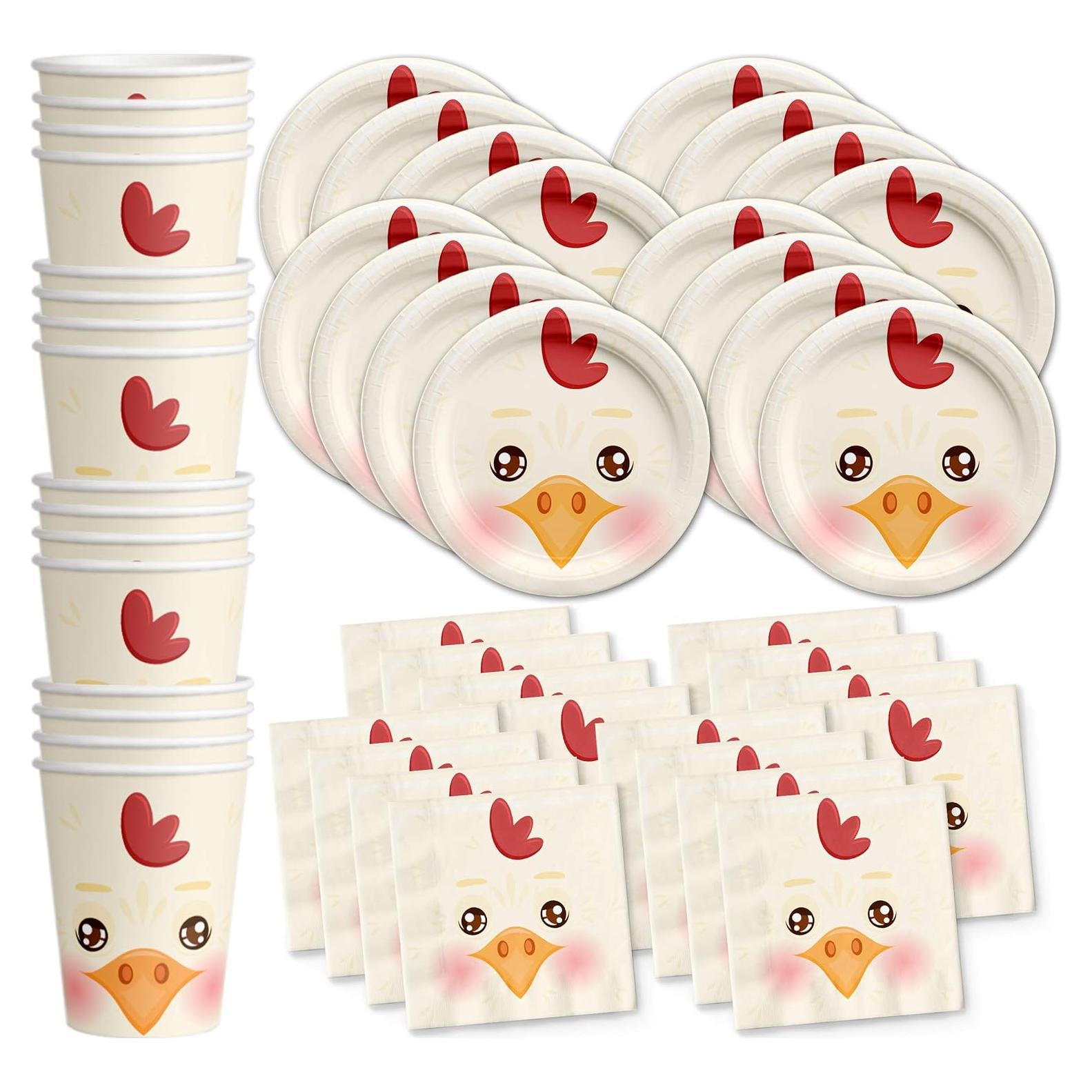 Set de Vajilla para Fiesta de Cumpleaños Pollo 16 Piezas