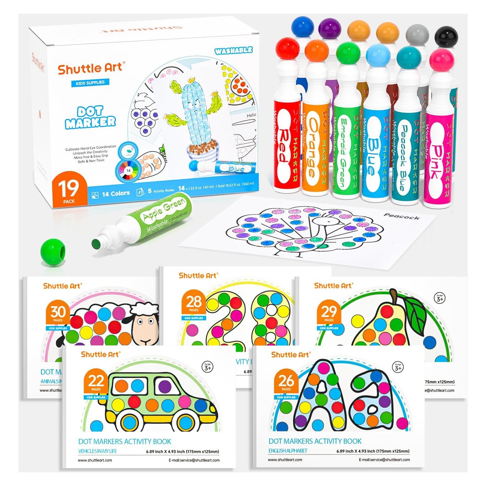 Marcadores de Puntos Shuttle Art 14 Colores + 5 Libros