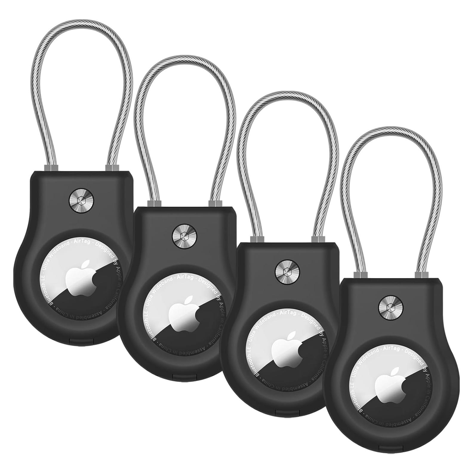 Soporte para llavero AirTag BOBOBEV - Funda anti-pérdida negra