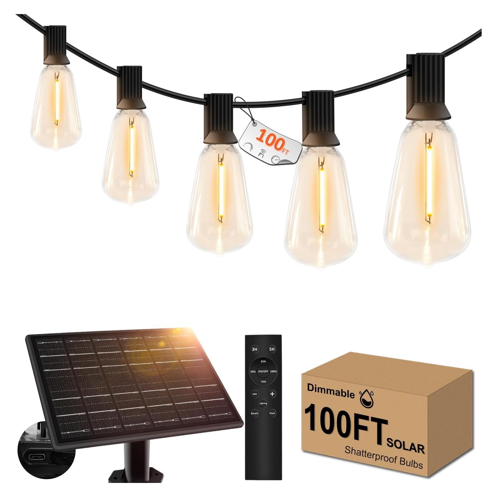 Cadena de Luces Solares 30m GHUSTAR con Control Remoto