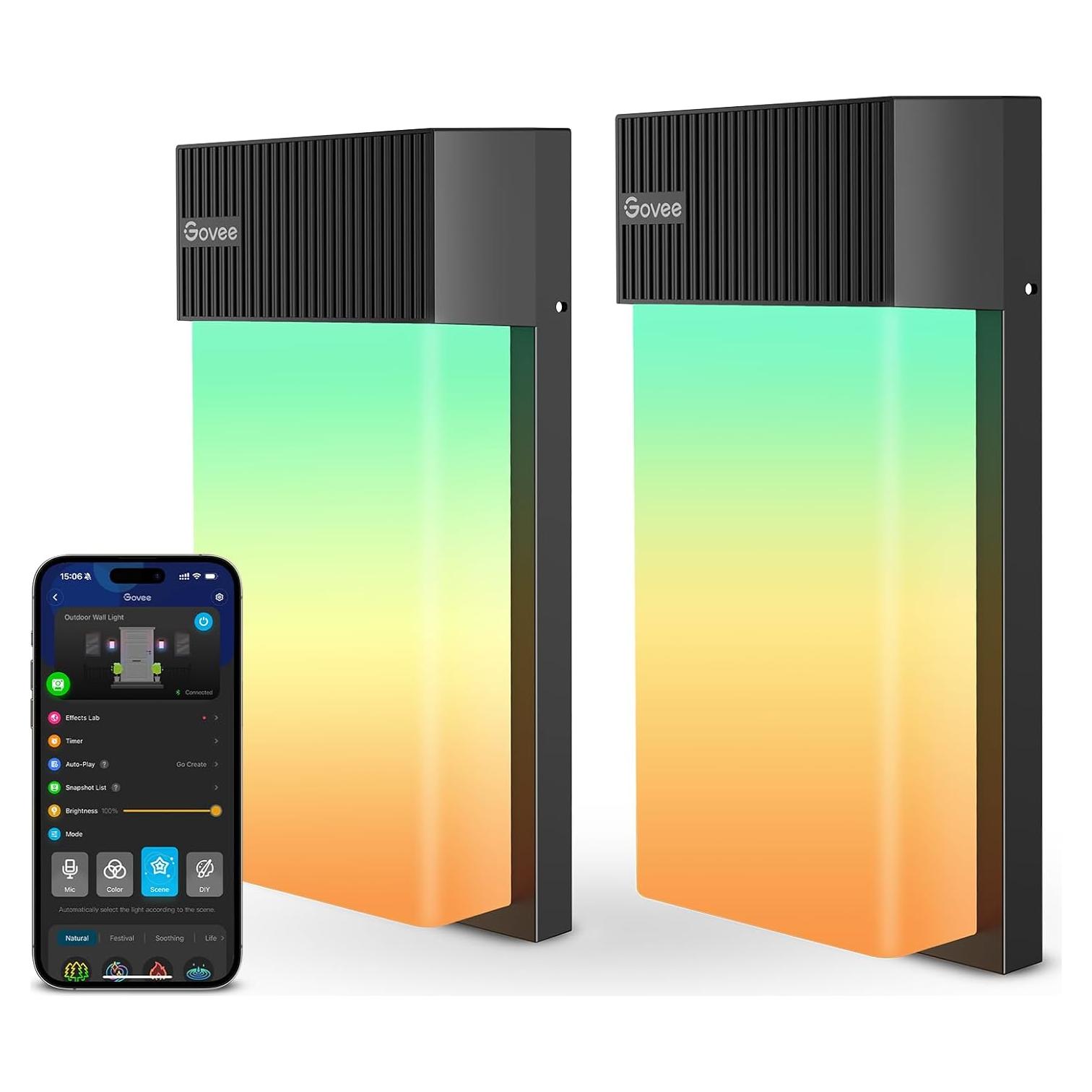 Govee Luz de Pared Exterior 1500LM RGBIC IP65 2 Piezas