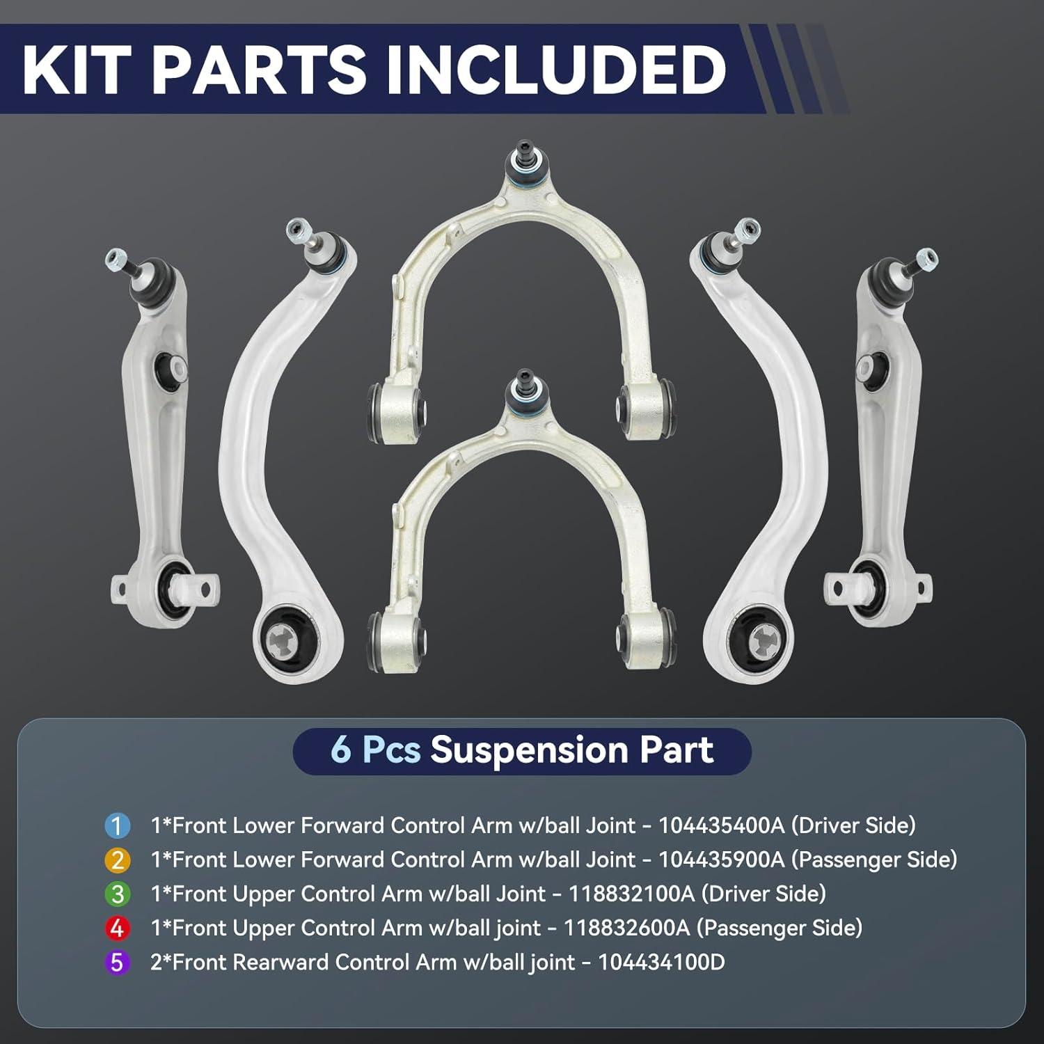 6 Piezas Brazo de Control Frontal UGFC para Tesla Model 3 2017-2021