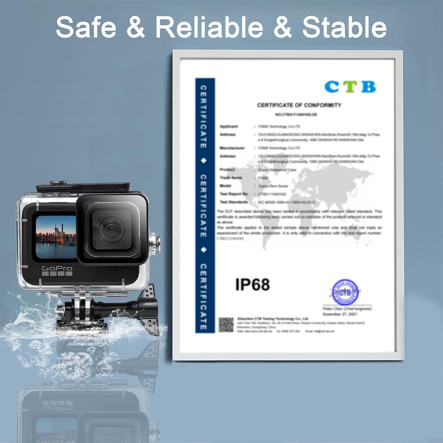 FiTSTILL Funda Impermeable para GoPro Hero 12/11/10/9 Negra