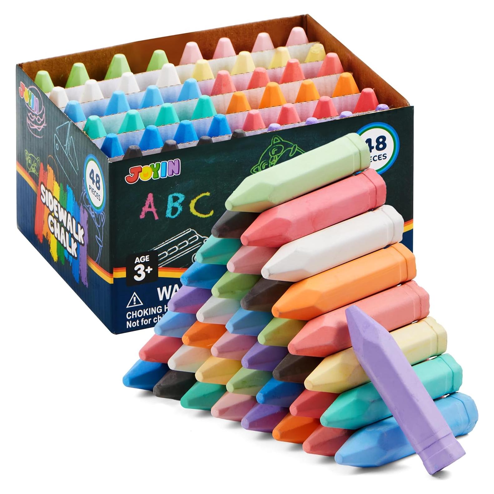 Conjunto de Tizas Jumbo Lavables JOYIN 48 Piezas 12 Colores