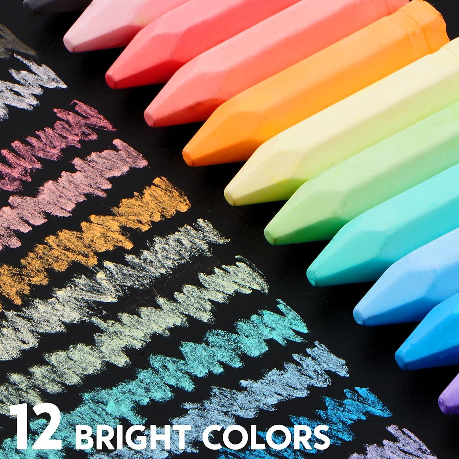 Conjunto de Tizas Jumbo Lavables JOYIN 48 Piezas 12 Colores