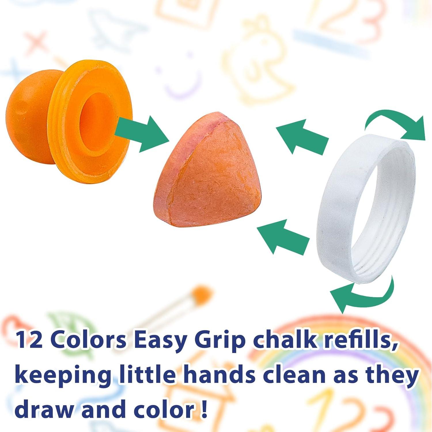 12 Recargas de Tiza Jeyeou Colorido para Niños Lavable