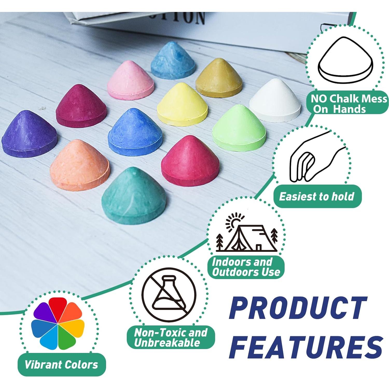 12 Recargas de Tiza Jeyeou Colorido para Niños Lavable