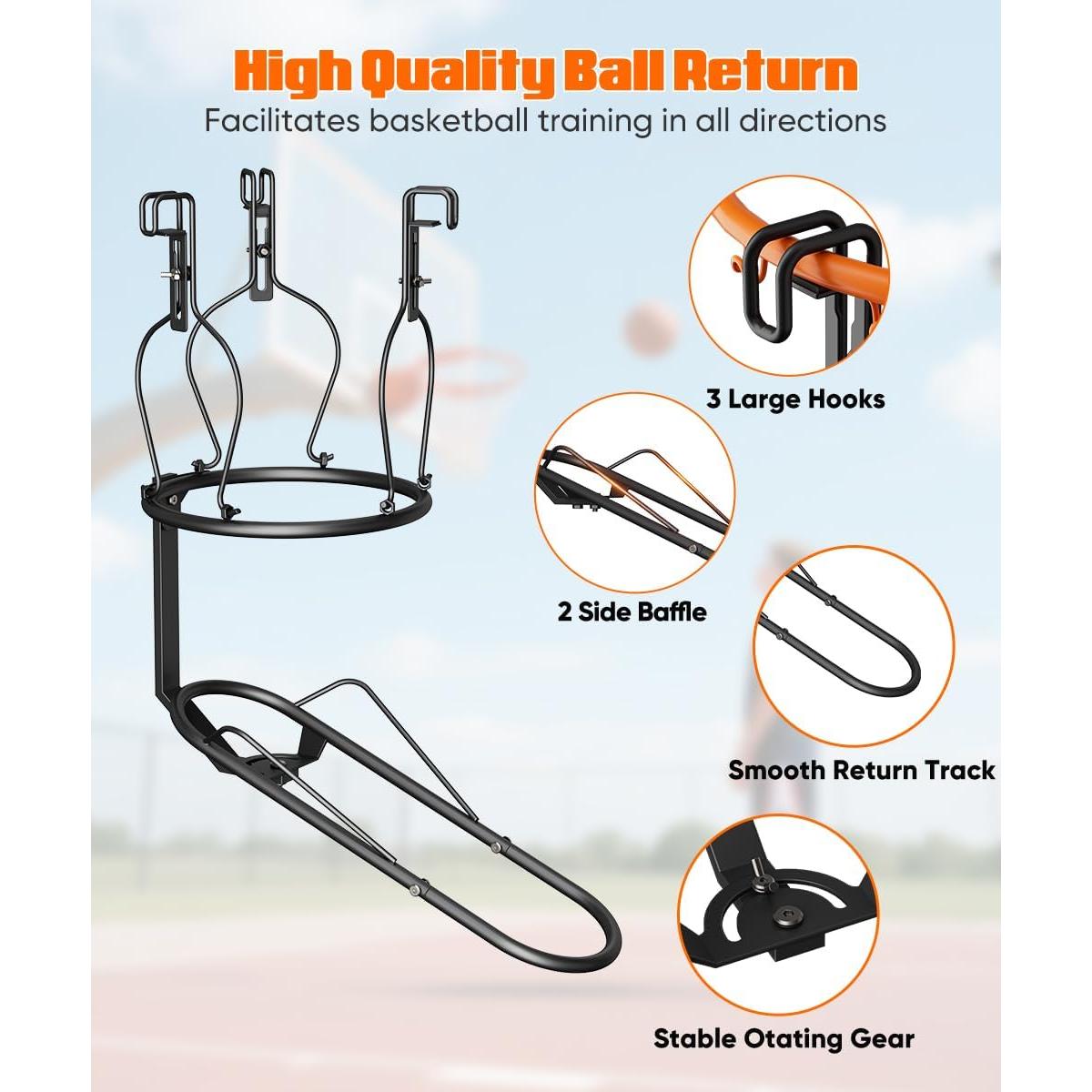 Devolvedor de Balón mocomax 180° para Aro 45.72 cm Negro