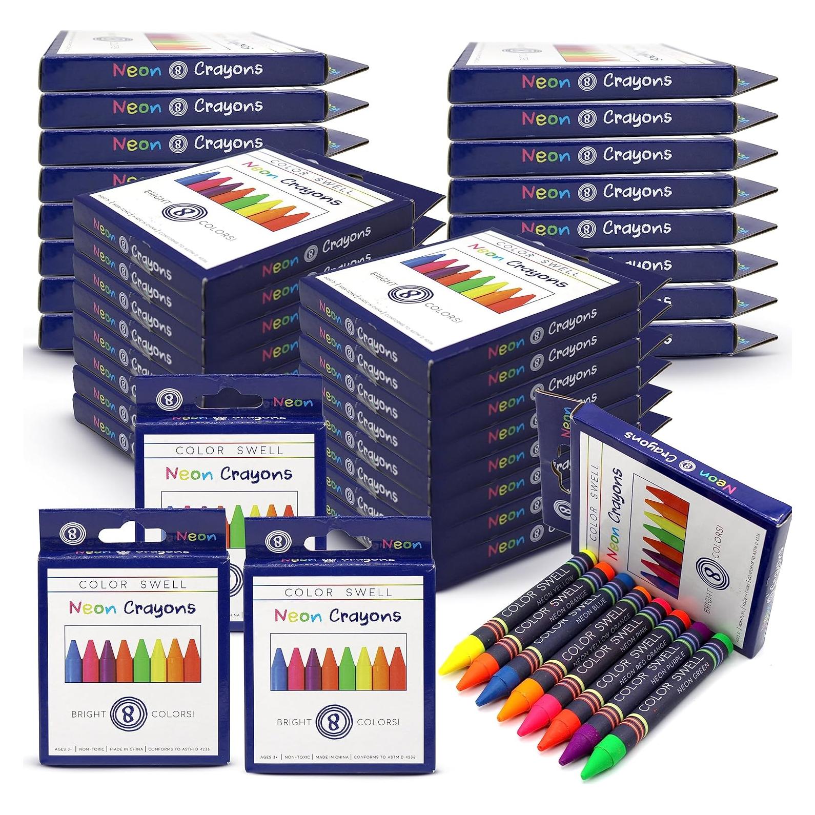 Crayones Neón Color Swell a Granel - 36 Cajas de 8 Crayones