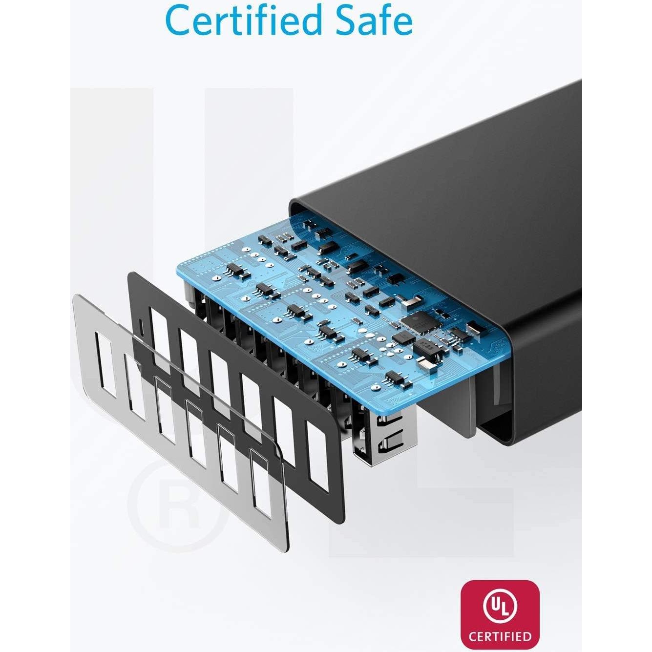 Cargador Anker PowerPort 6, 60W, 6 Puertos USB, Negro