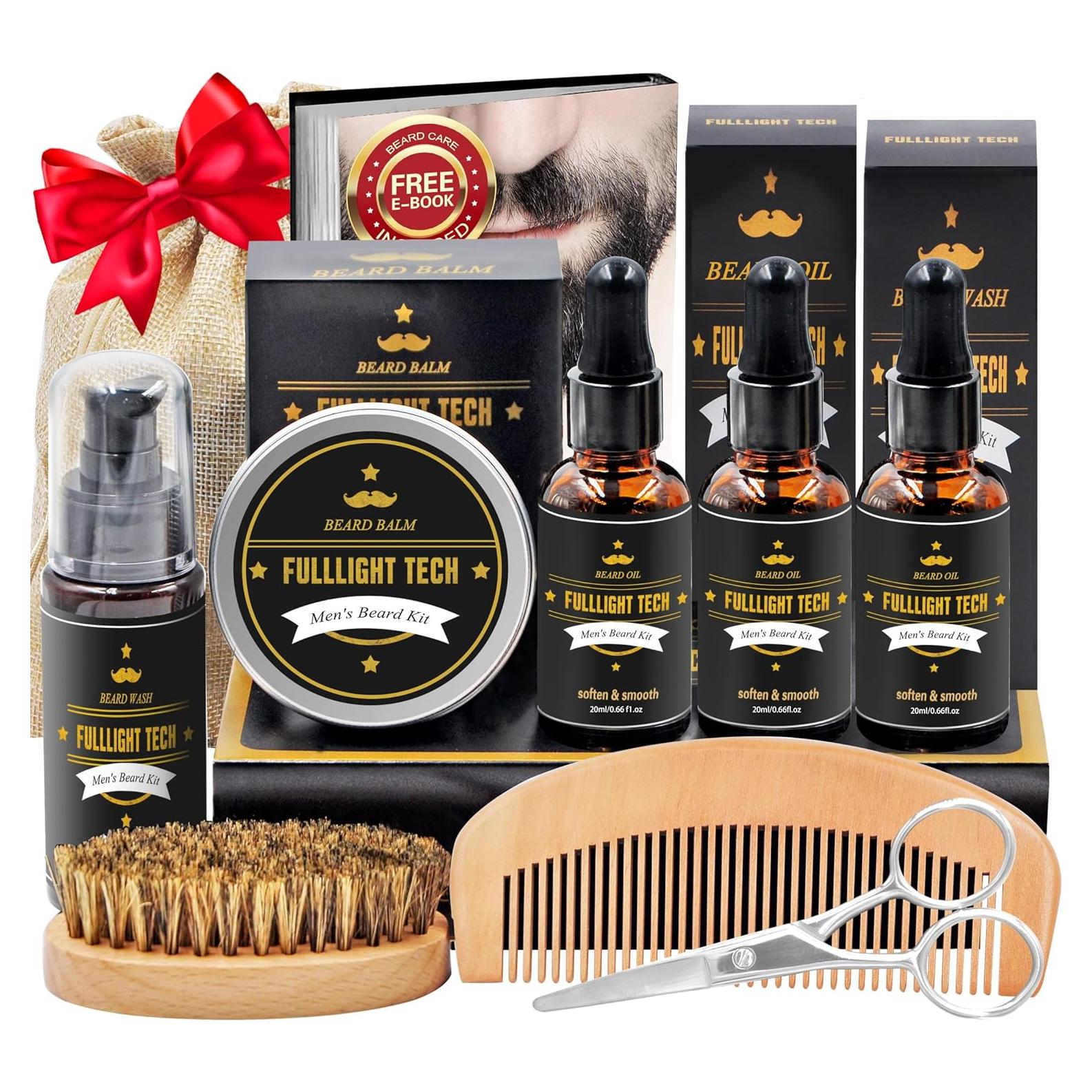 Kit de Barba FULLLIGHT TECH con Aceite, Jabón y Tijeras