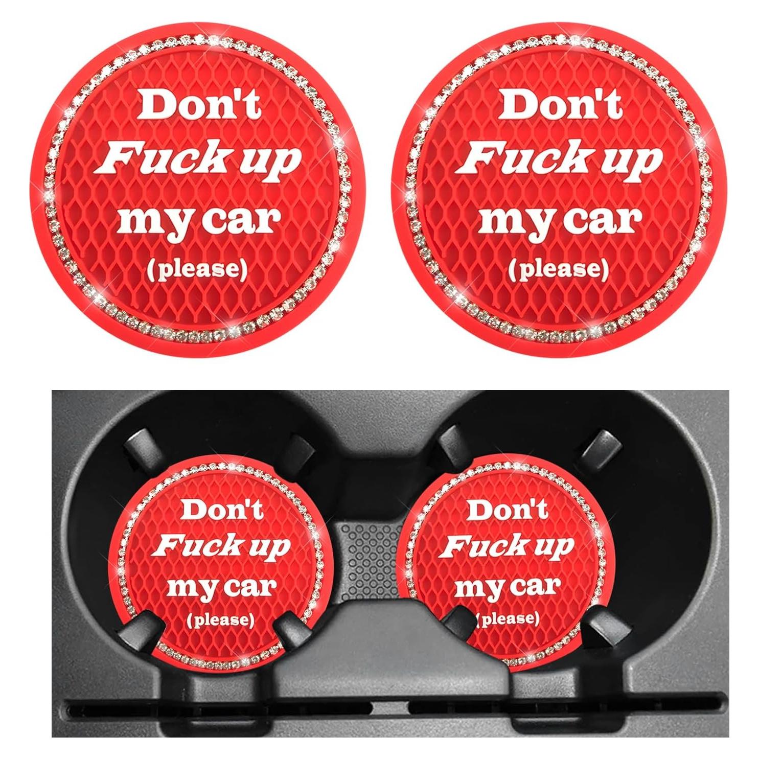 4 Posavasos Brillantes JNXIJ para Auto Antideslizantes Rojo