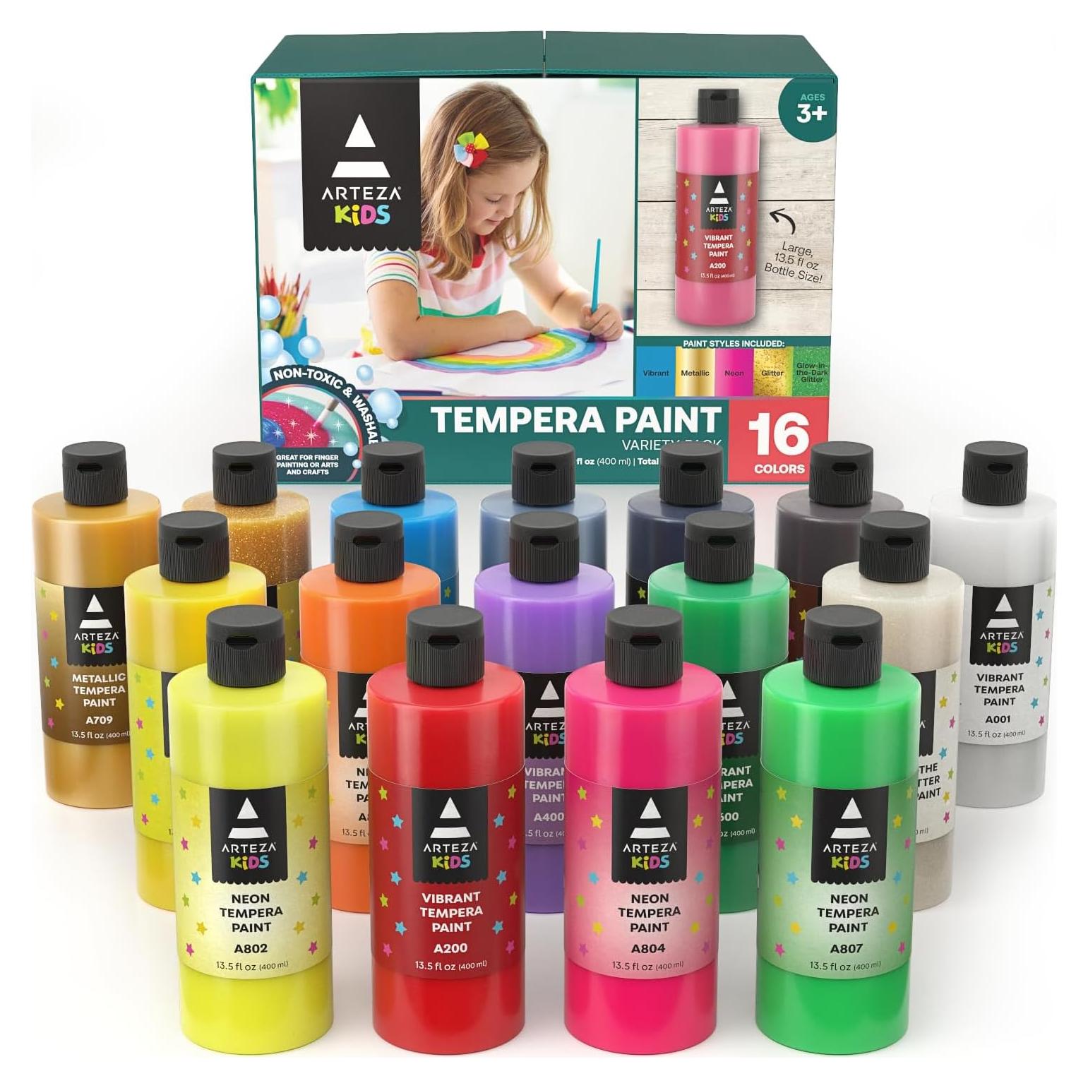 Set de Pintura Témpera Arteza Niños 16 Botellas 400 ml
