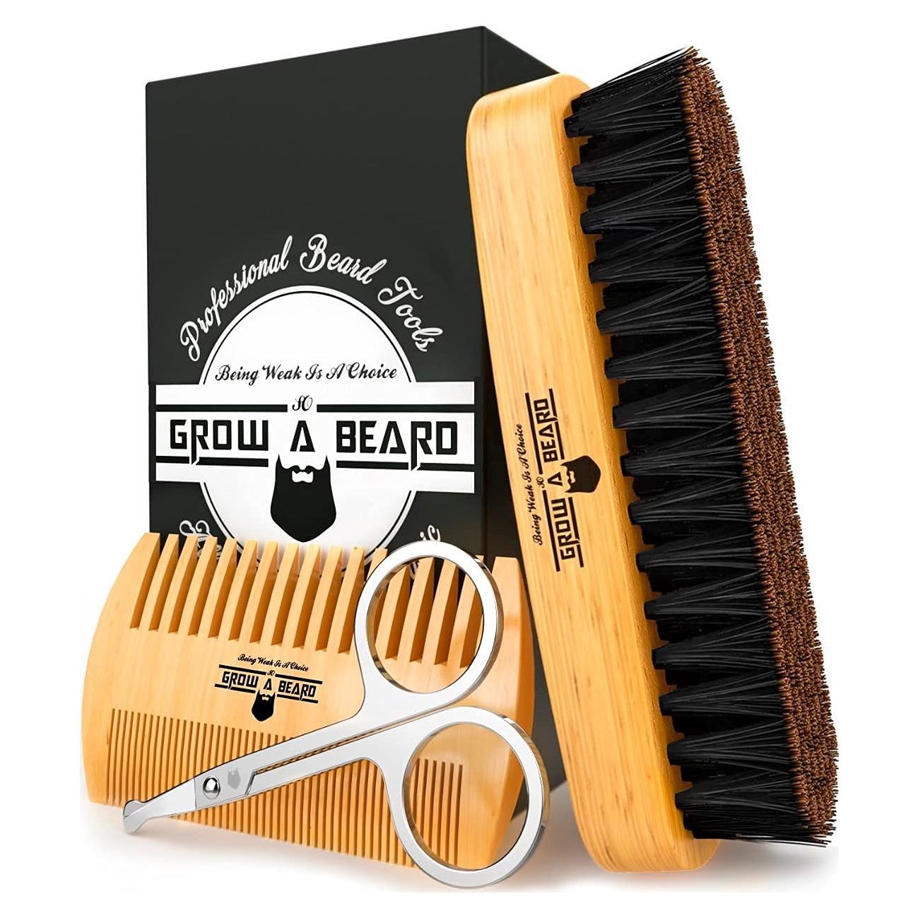 Kit de Aseo para Barba GROW ALPHA BEARD con Cepillo y Peine