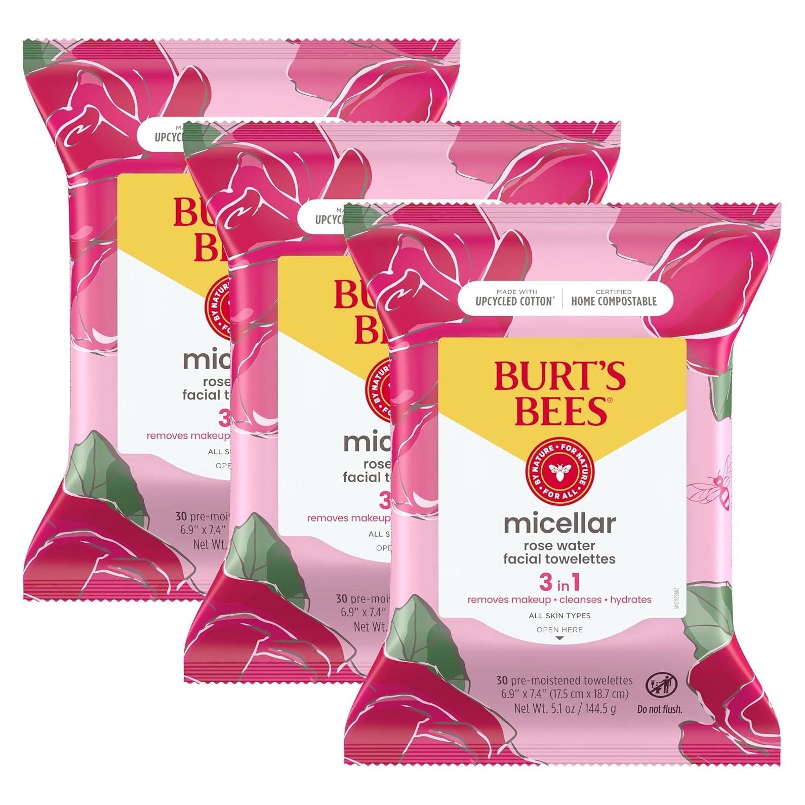 Toallitas Faciales Burt's Bees 30 Ct con Agua de Rosa