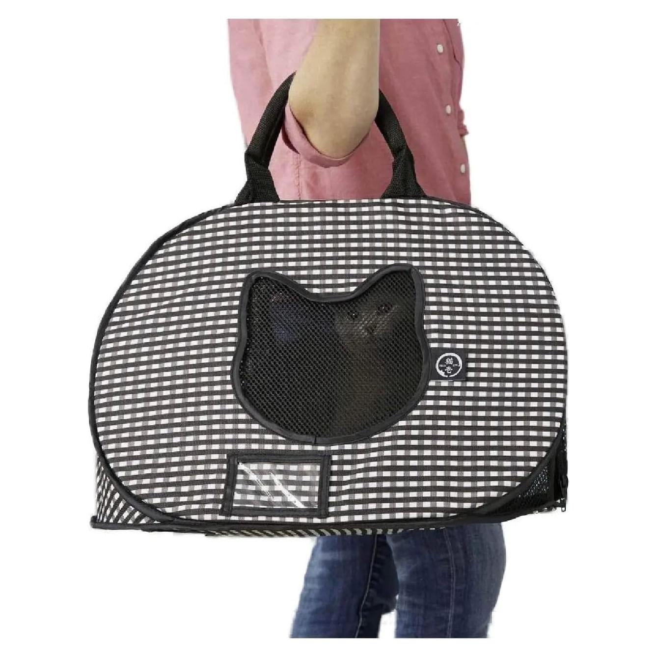 Transportín para Gatos Necoichi Plegable Gris y Blanco