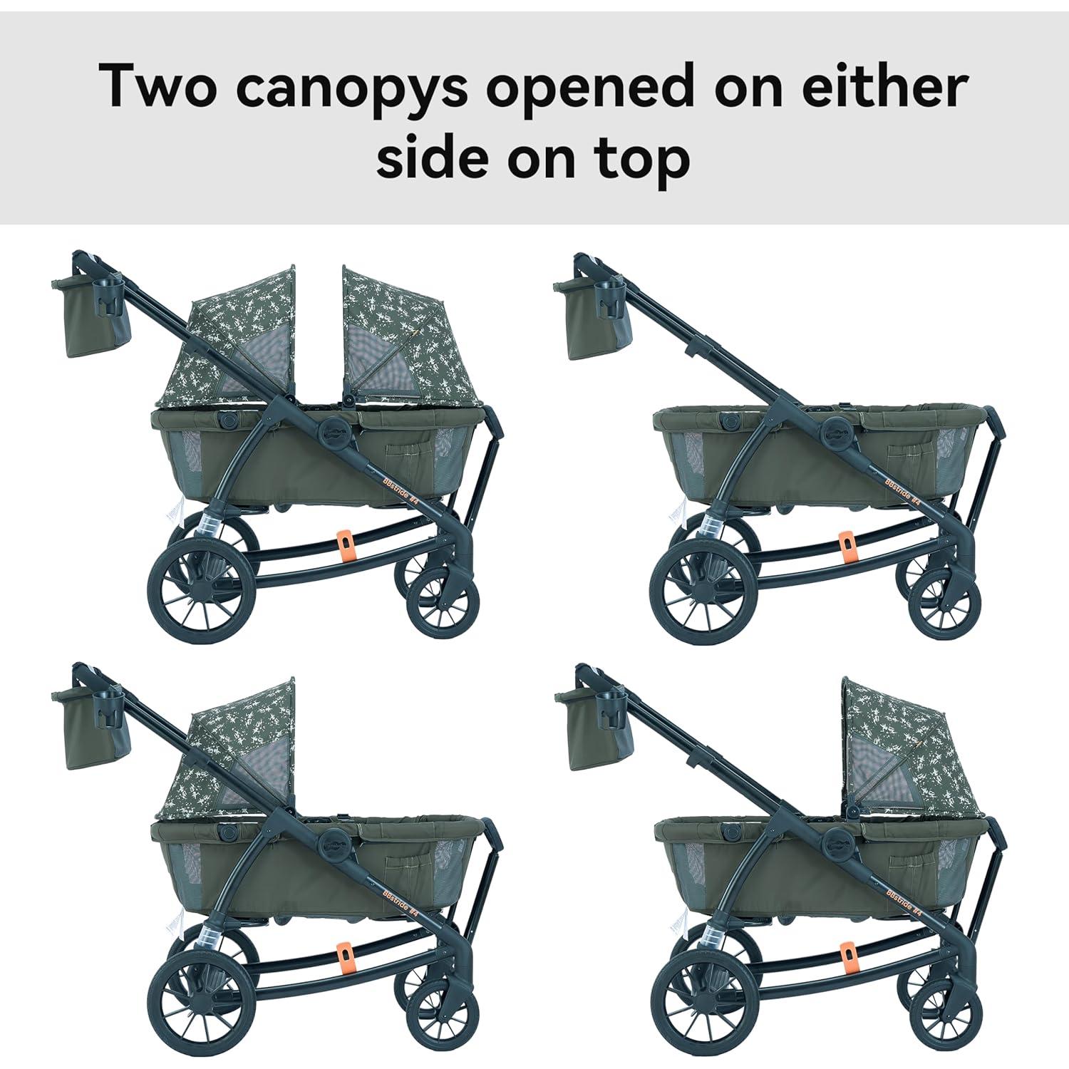 Cochecito Doble Pamo Babe Verde Ajustable Impermeable