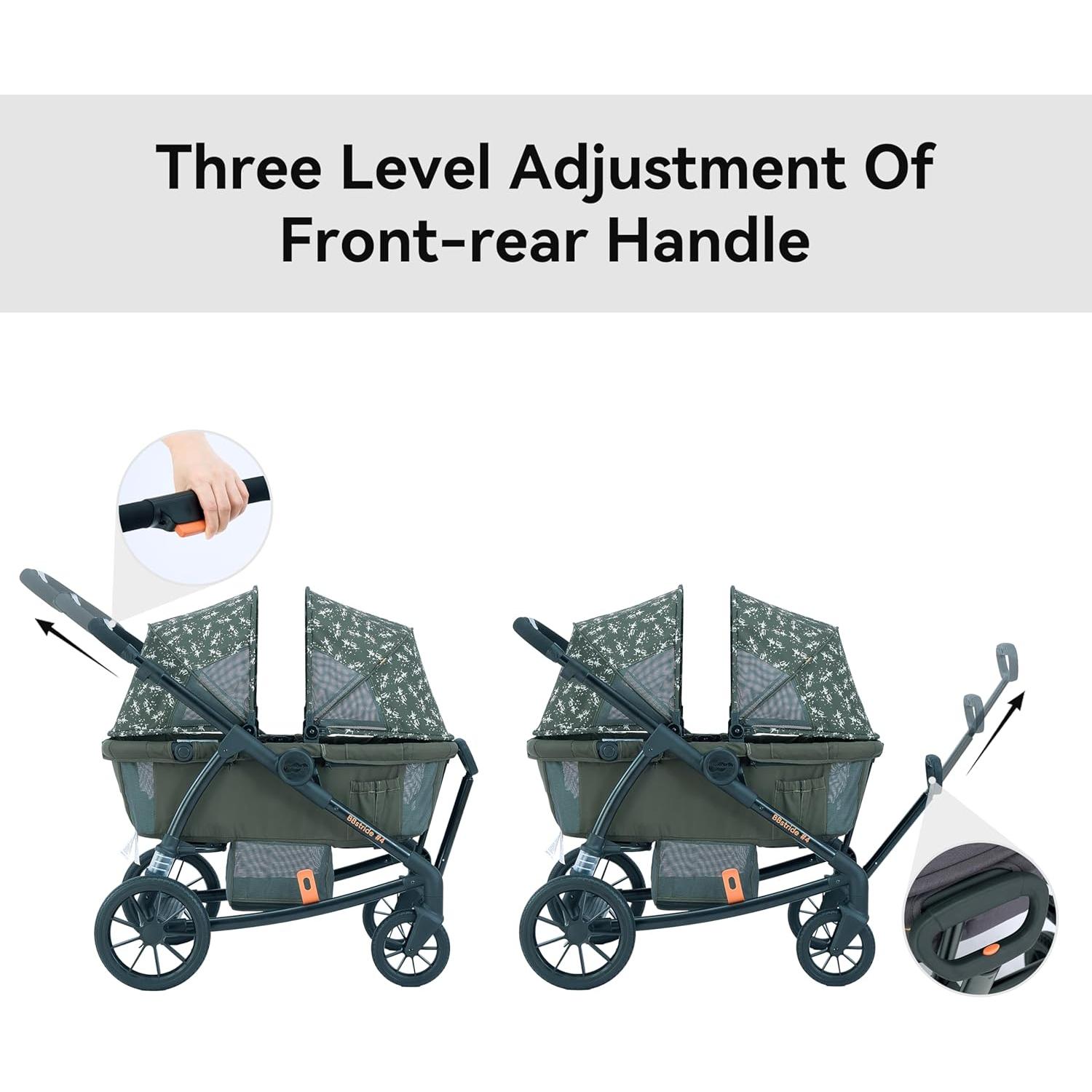 Cochecito Doble Pamo Babe Verde Ajustable Impermeable