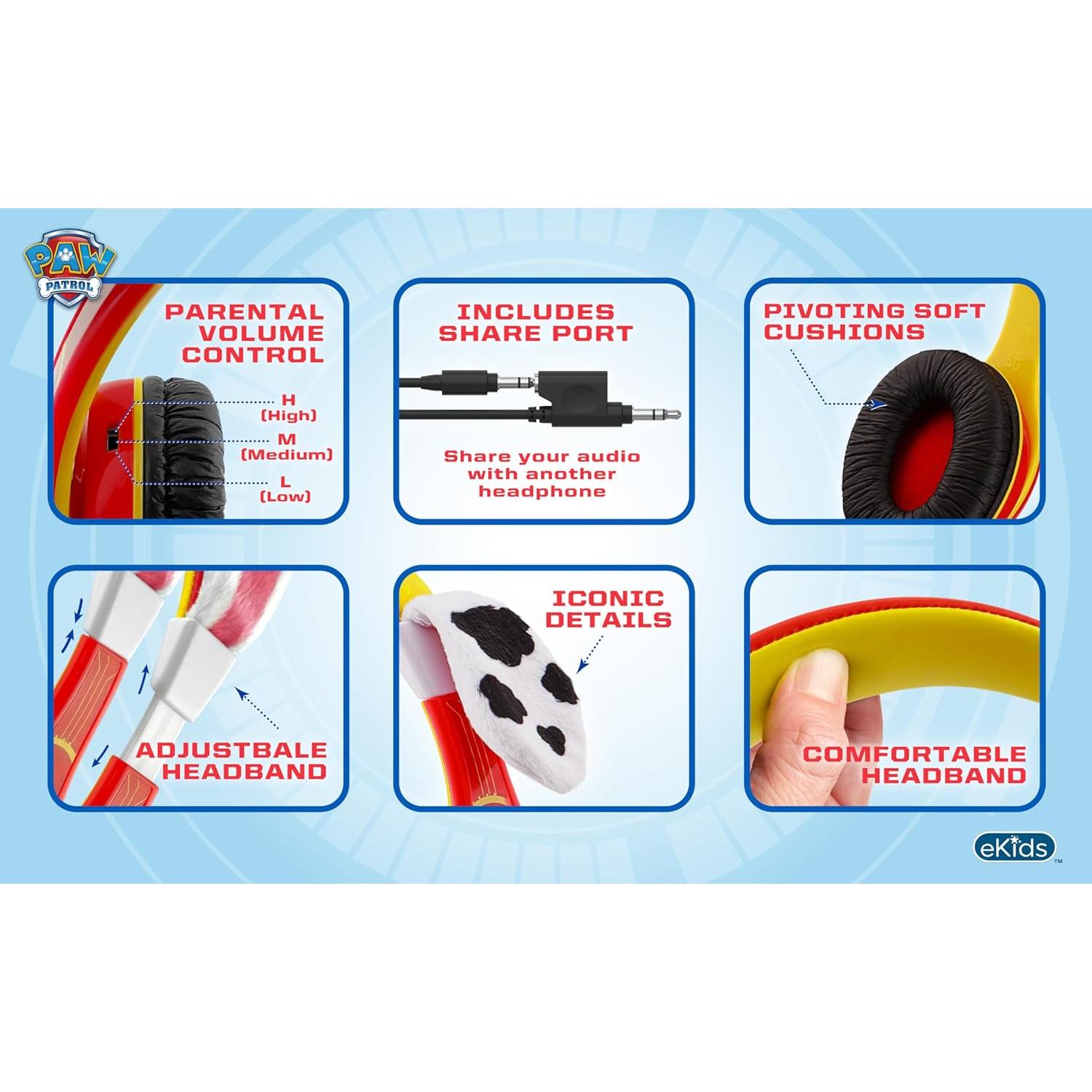 Auriculares eKids Paw Patrol Marshall con Cable 3.5mm